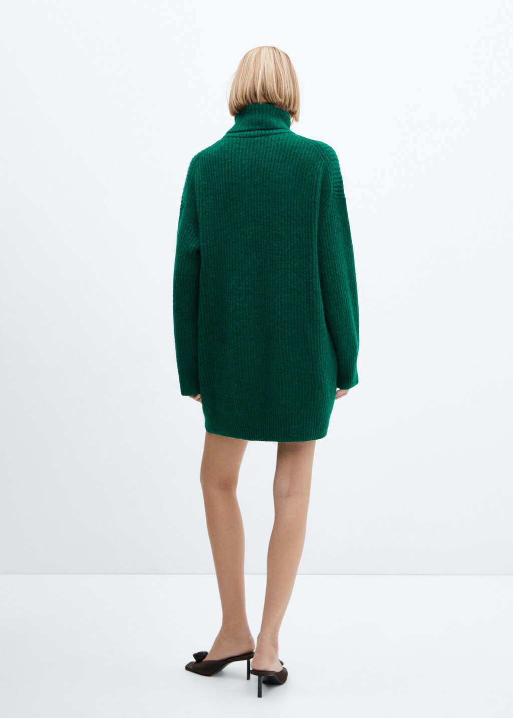 MEGAN™ - Stylish Drop Shoulder Ribbed Dress with Turtleneck