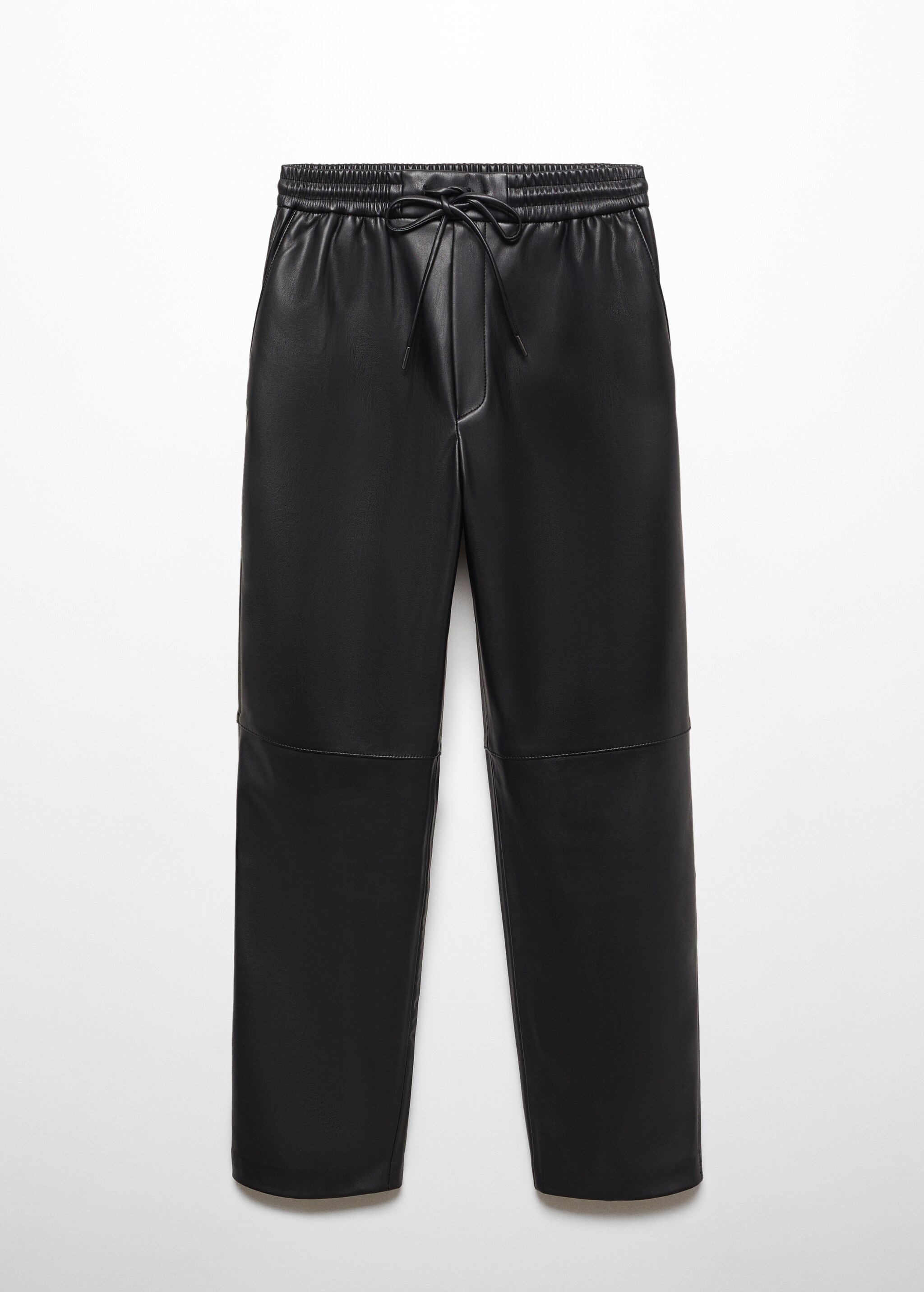 Pantaloni cu betelie elastică și cu aspect de piele - Articol fără model