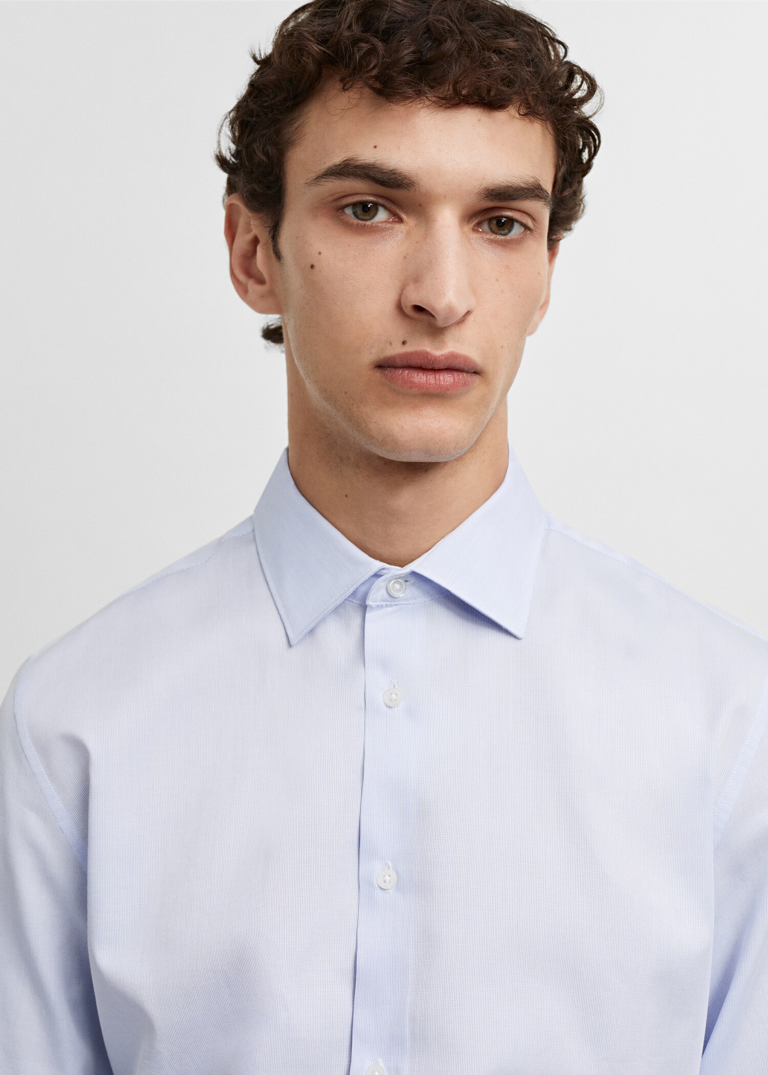 Slim-fit cotton poplin suit shirt - Details of the article 1