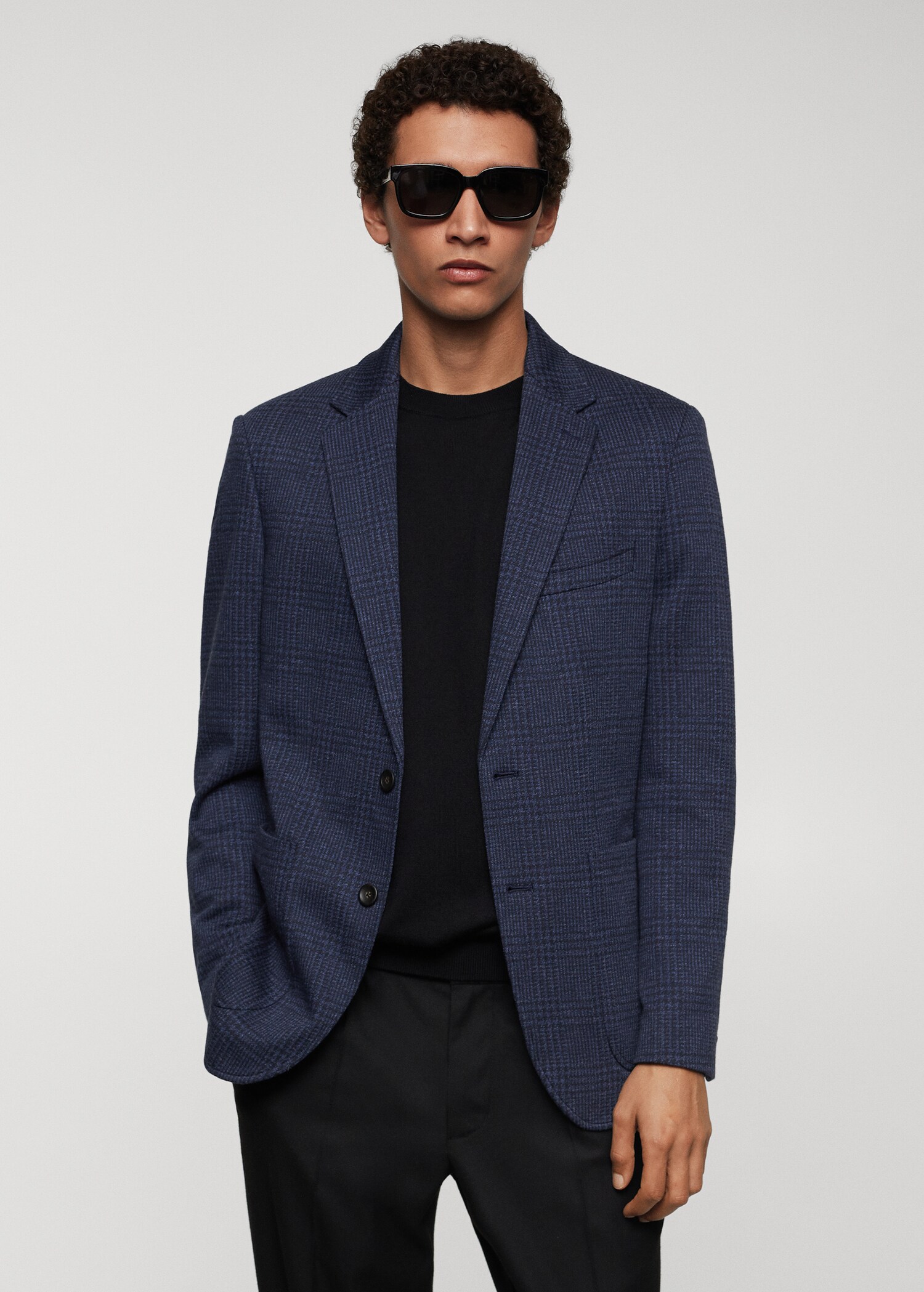 Americana slim fit algodón cuadros - Plano medio