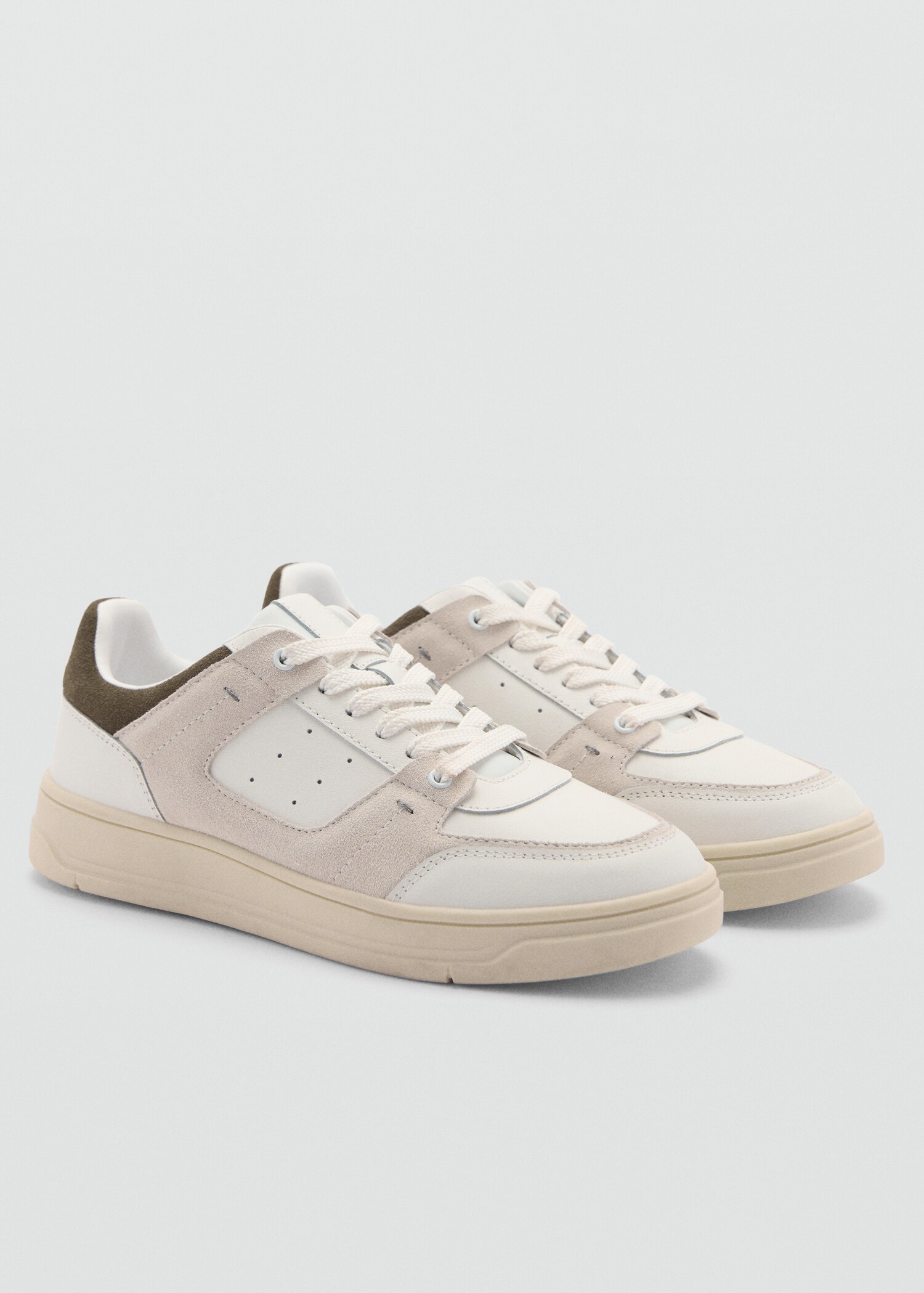 Leather mixed sneakers - Medium plane