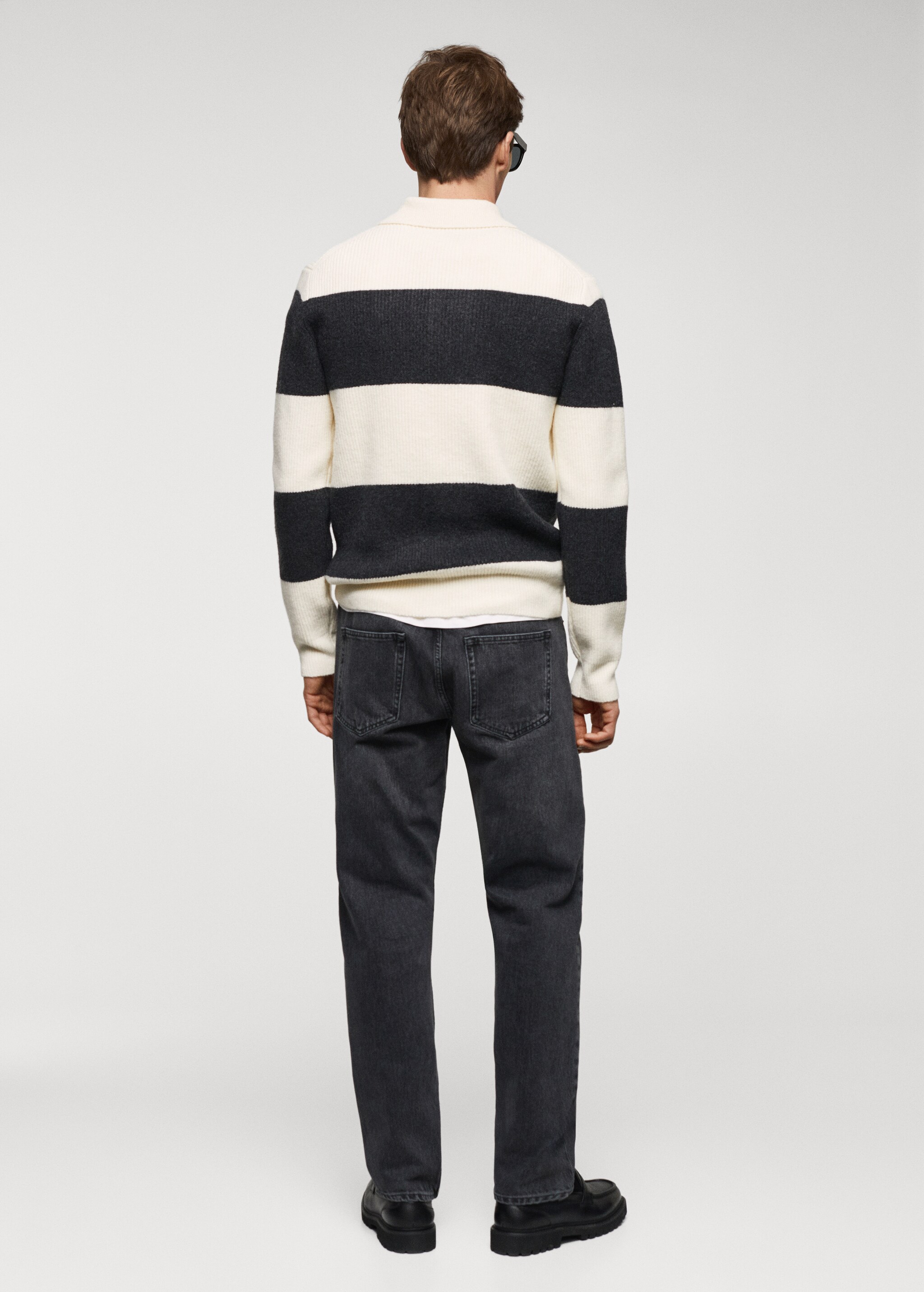 Ribbed striped knitted polo shirt - Reverse of the article