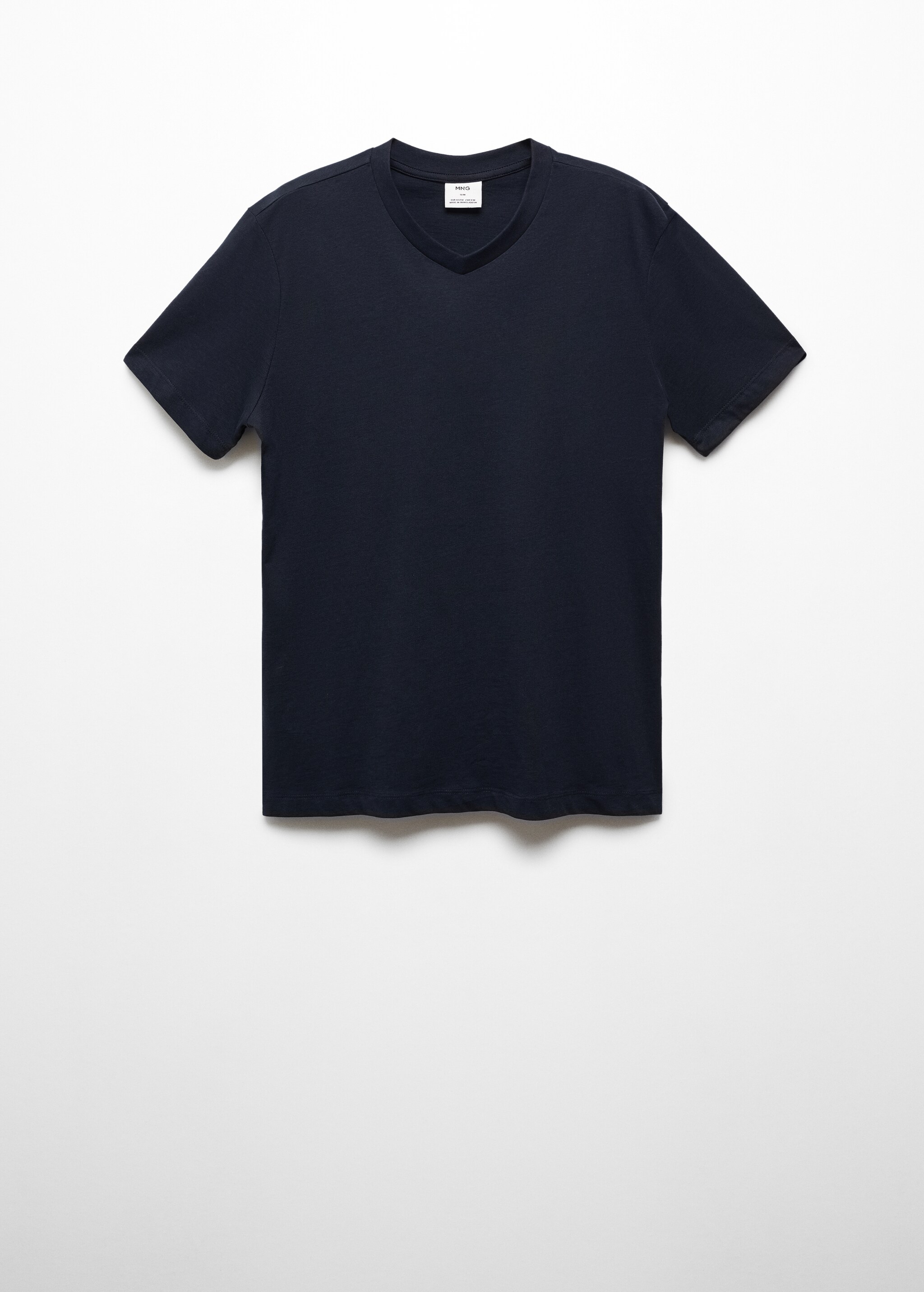 T-shirt básica de algodão com gola em V - Artigo sem modelo