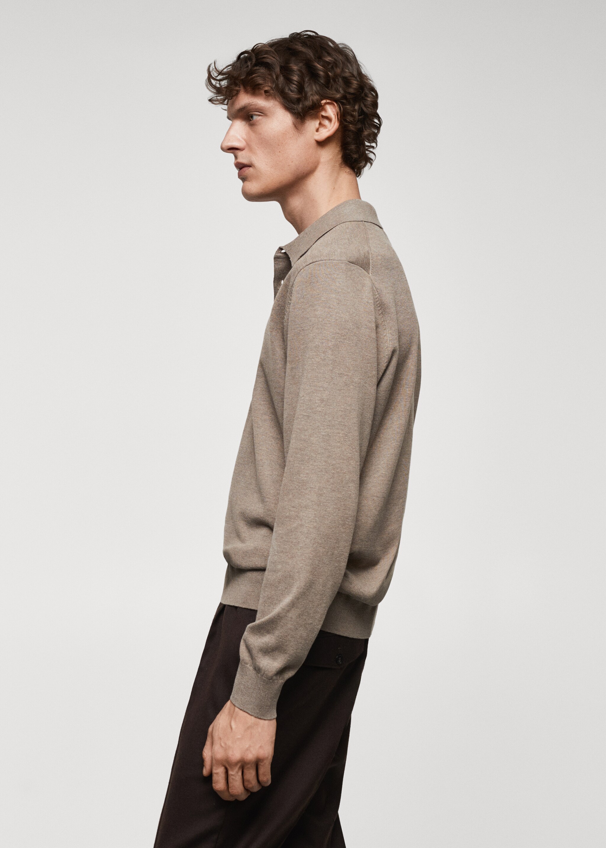 Long-sleeved cotton jersey polo shirt - Details of the article 2