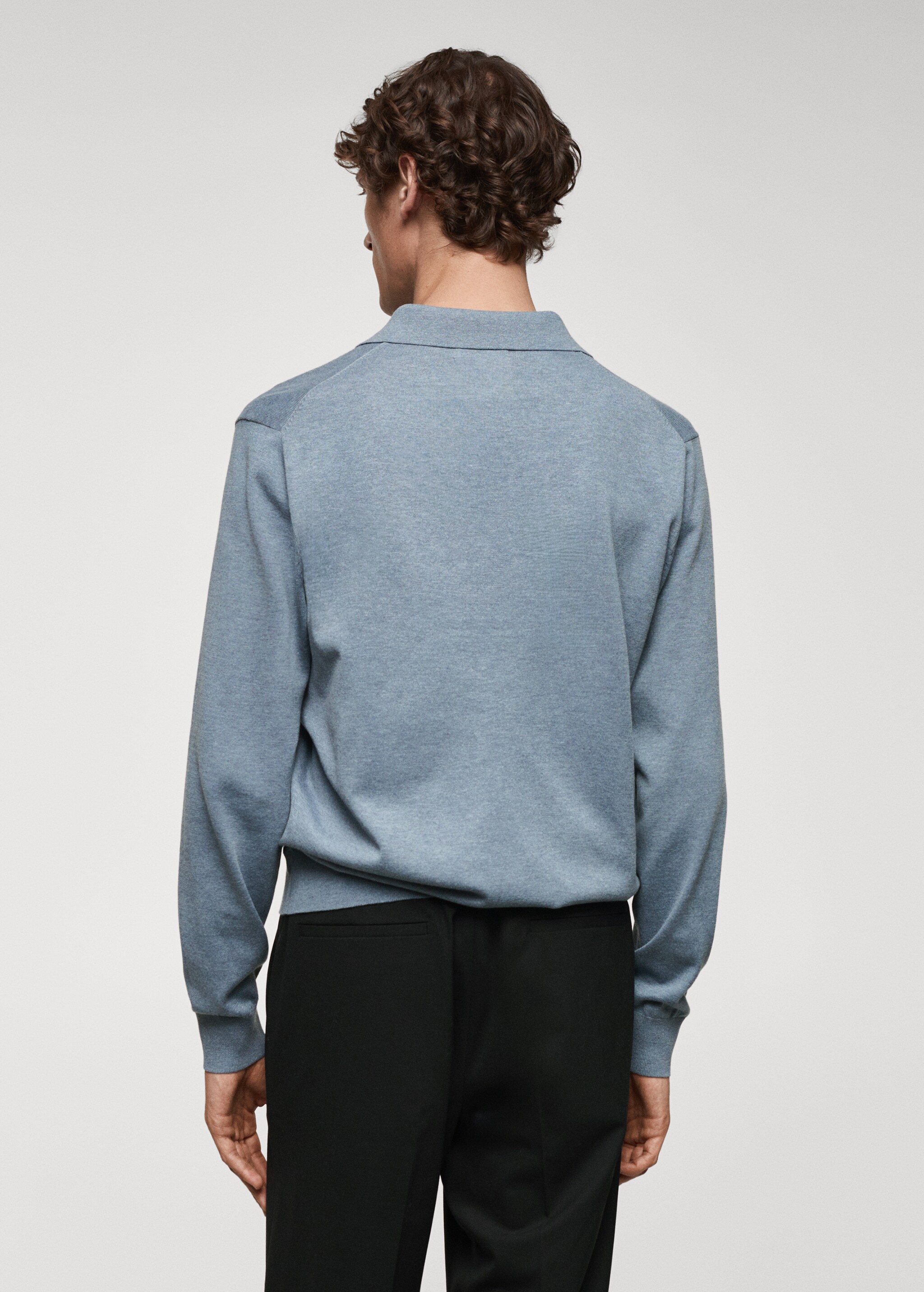 Long-sleeved cotton jersey polo shirt - Reverse of the article