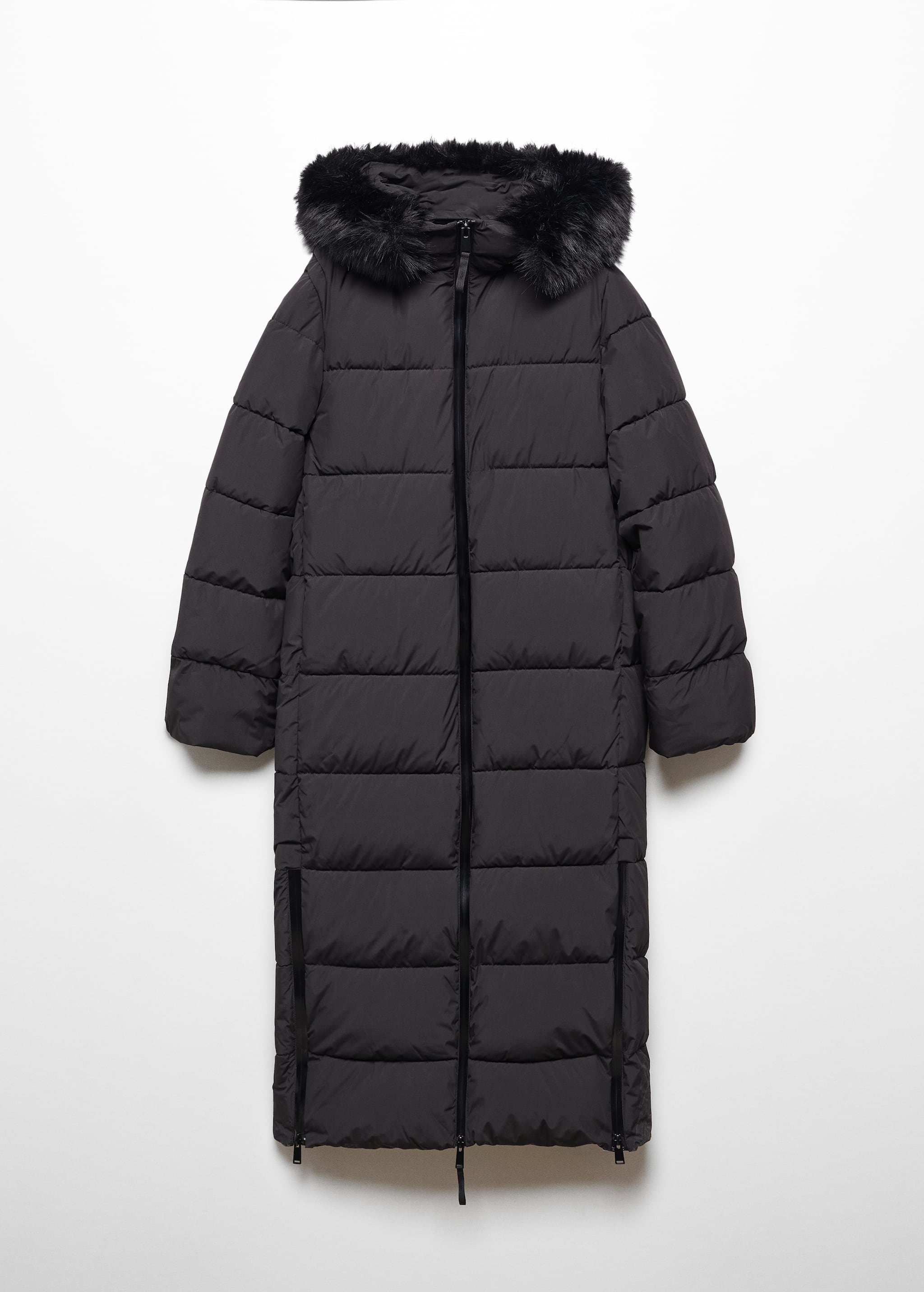 Faux fur hood quilted coat - Article without model