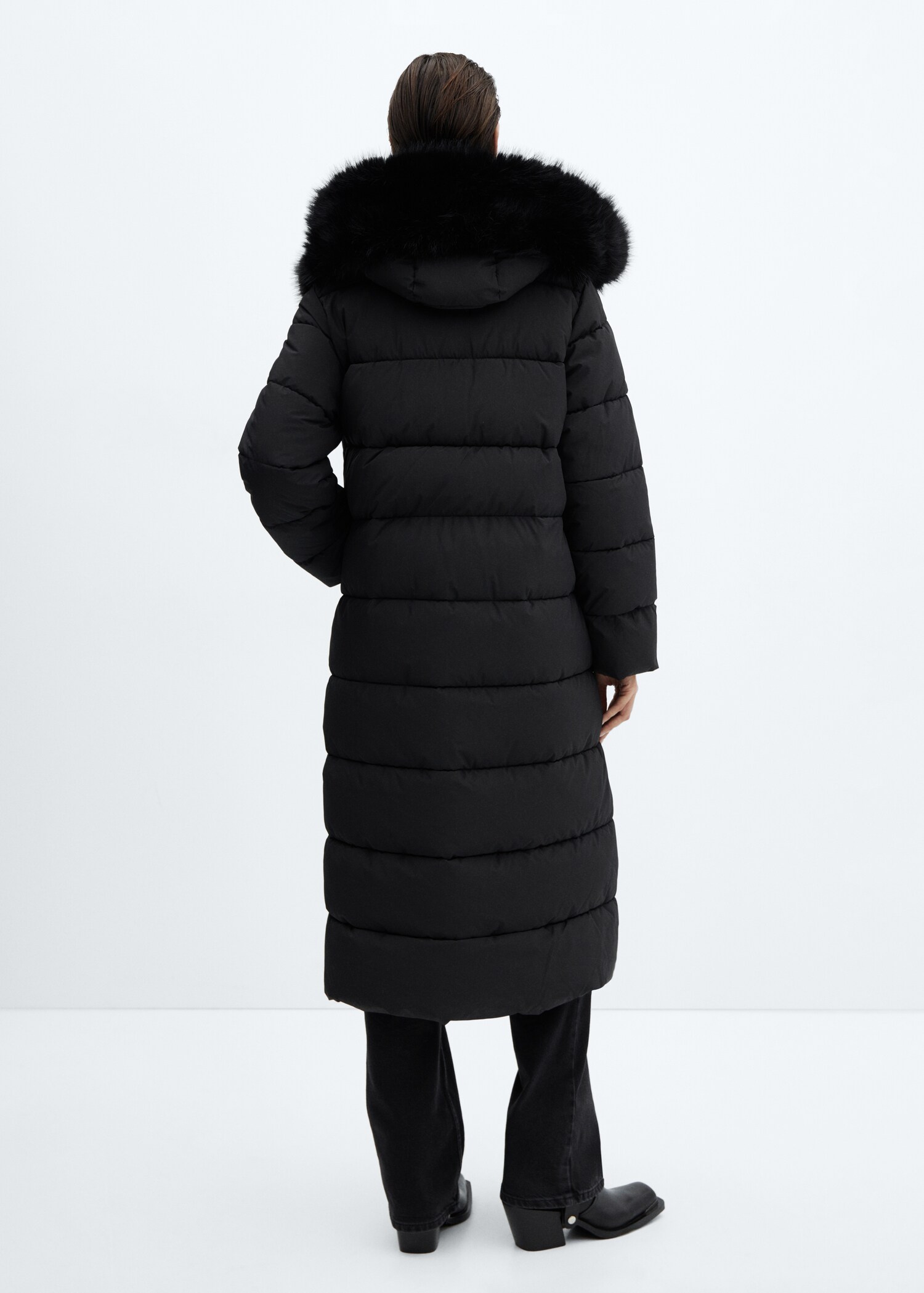 Anorak matelassé capuche imitation fourrure - Verso de l’article