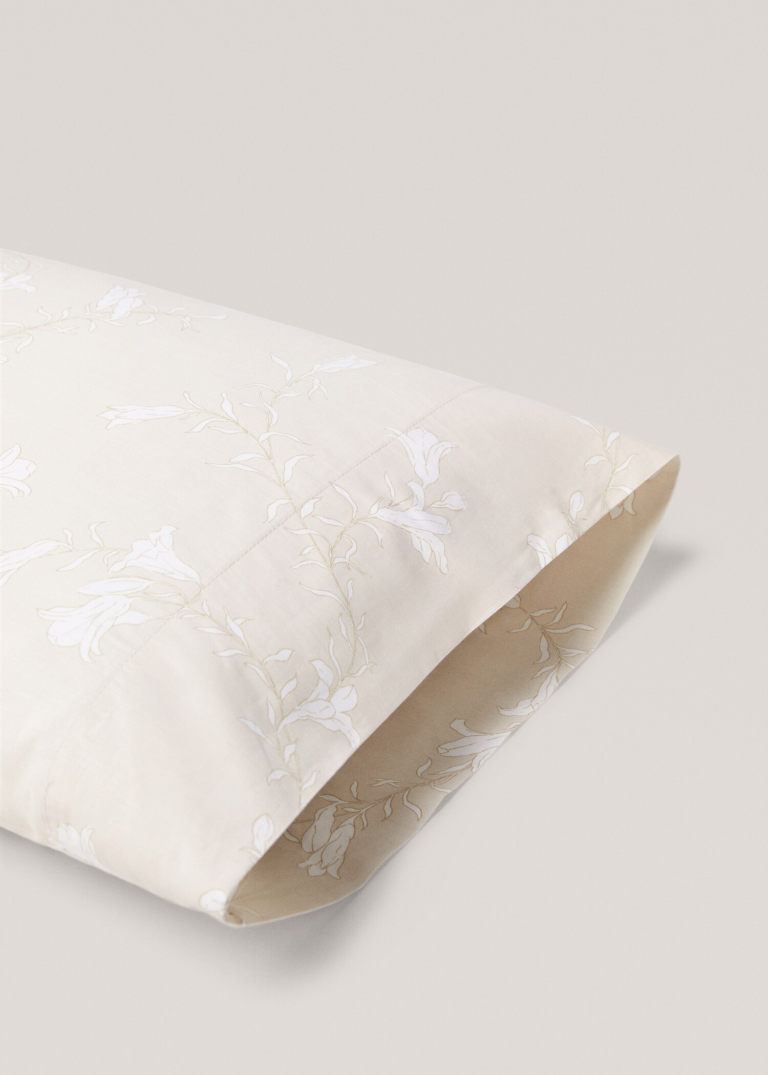 Floral print cotton pillowcase 45x110cm - Details of the article 2