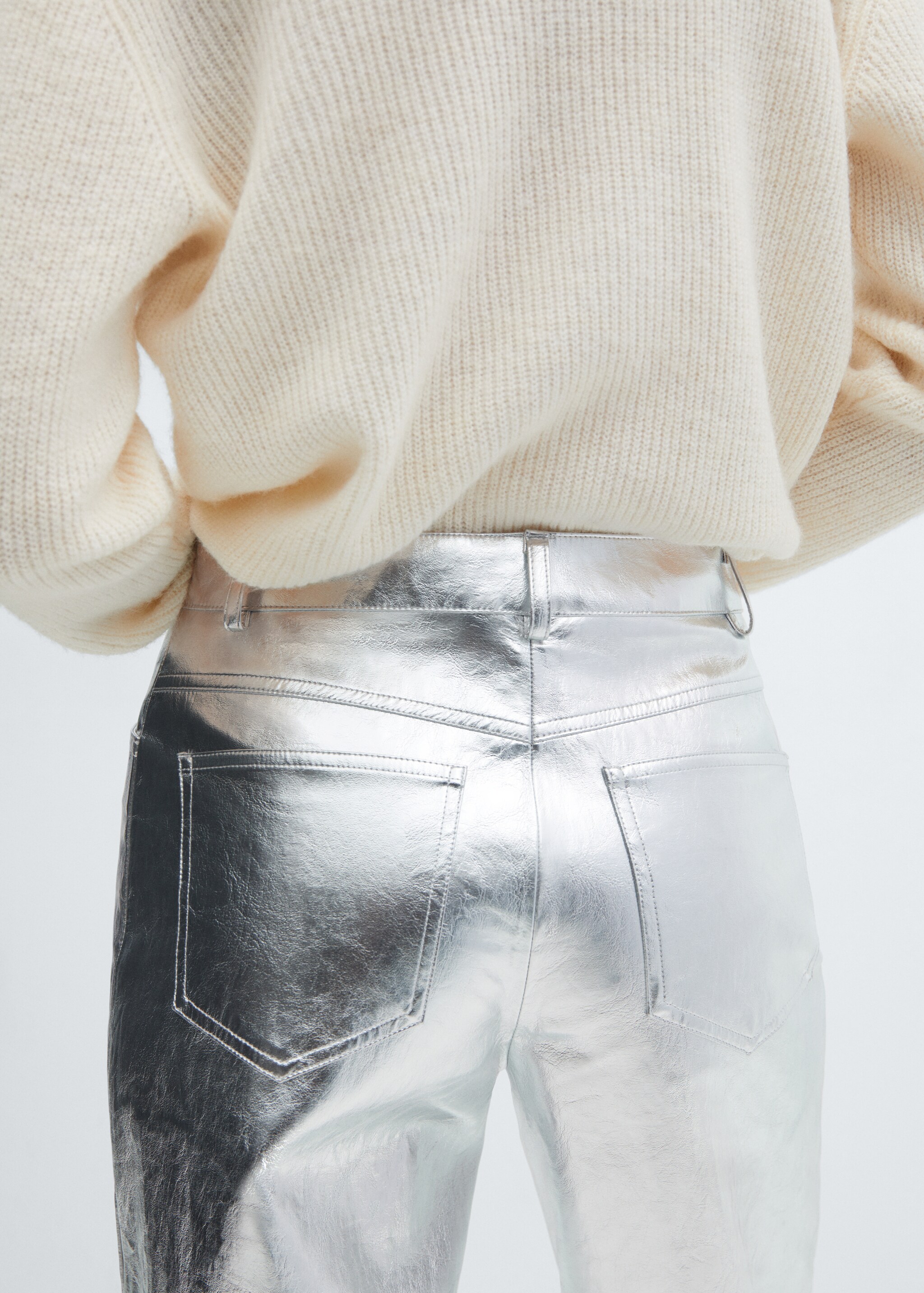Metalised wideleg trousers - Details of the article 4