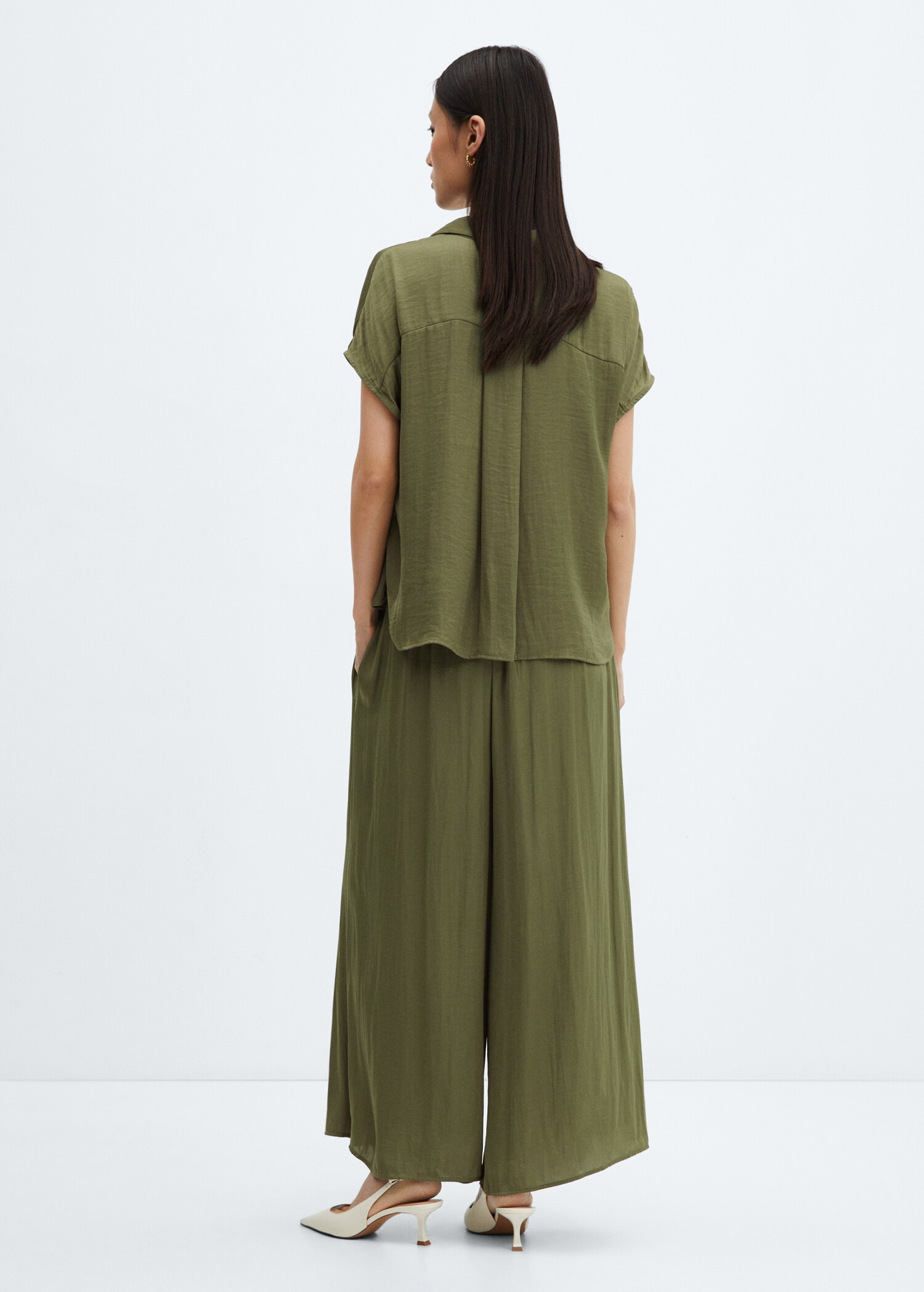 Satin trousers with elastic waist - Reverse of the article