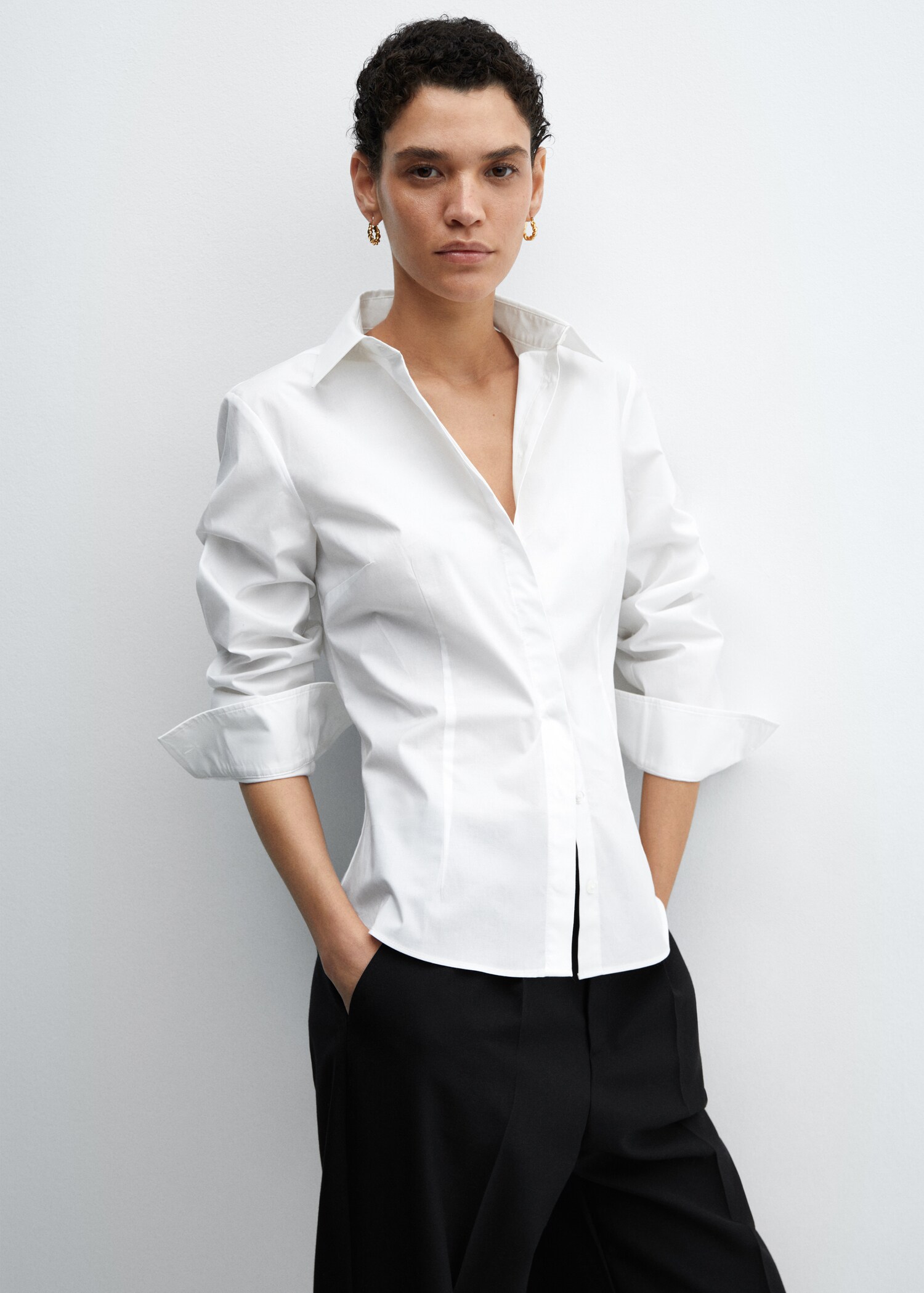 Fitted cotton shirt - Woman | MANGO USA