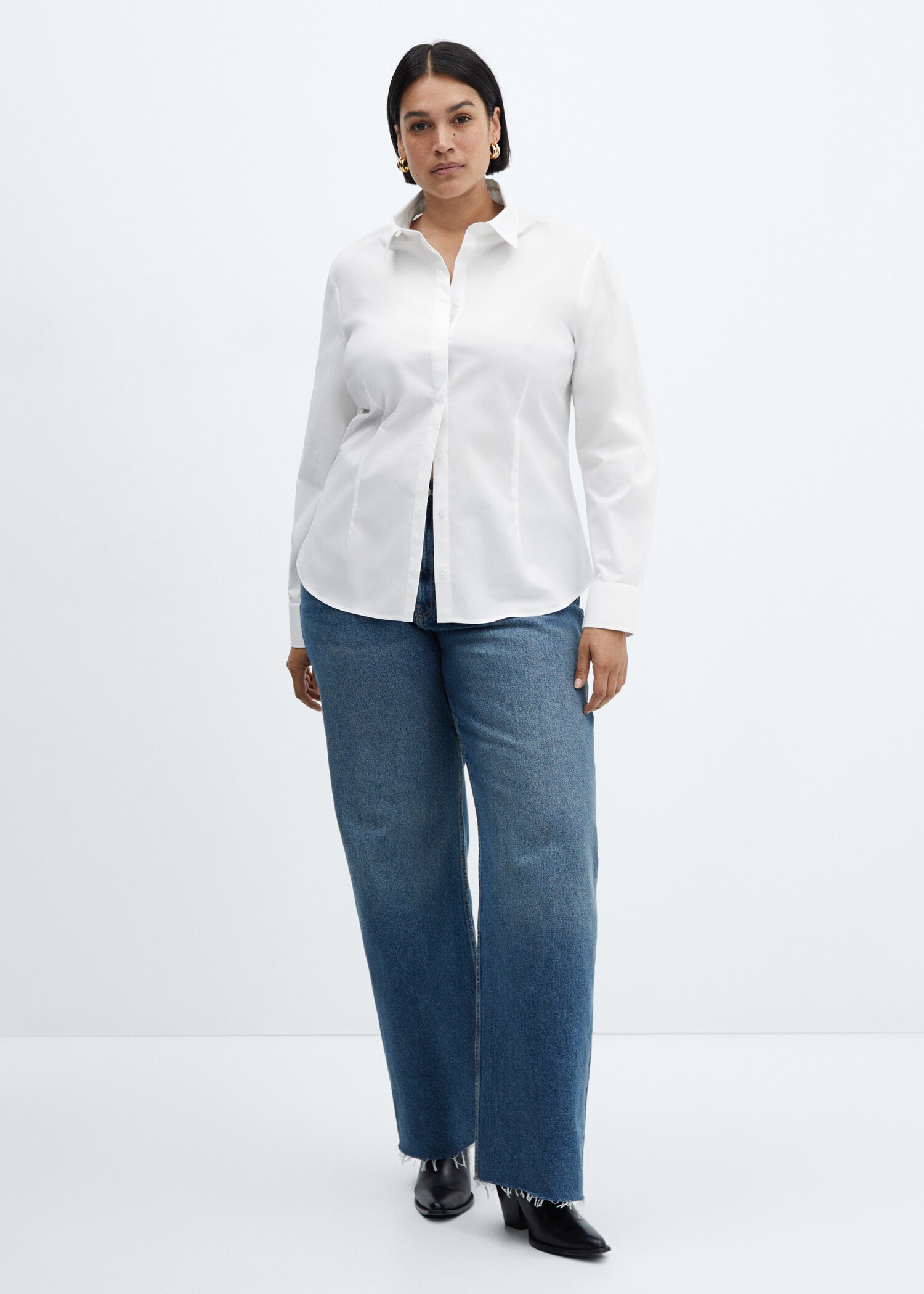 Fitted cotton shirt - Woman | MANGO USA