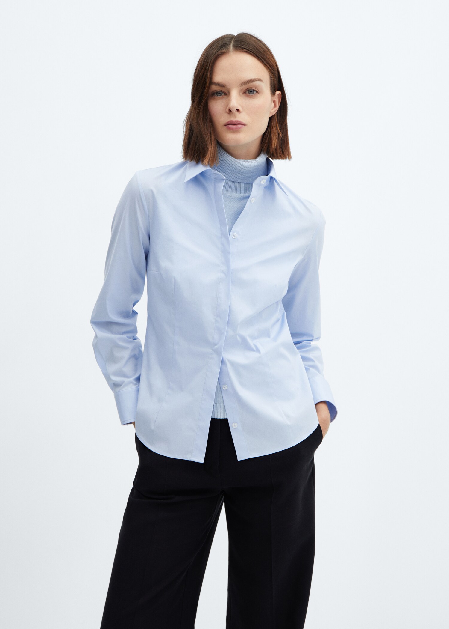 Chemise cintrée coton - Plan moyen