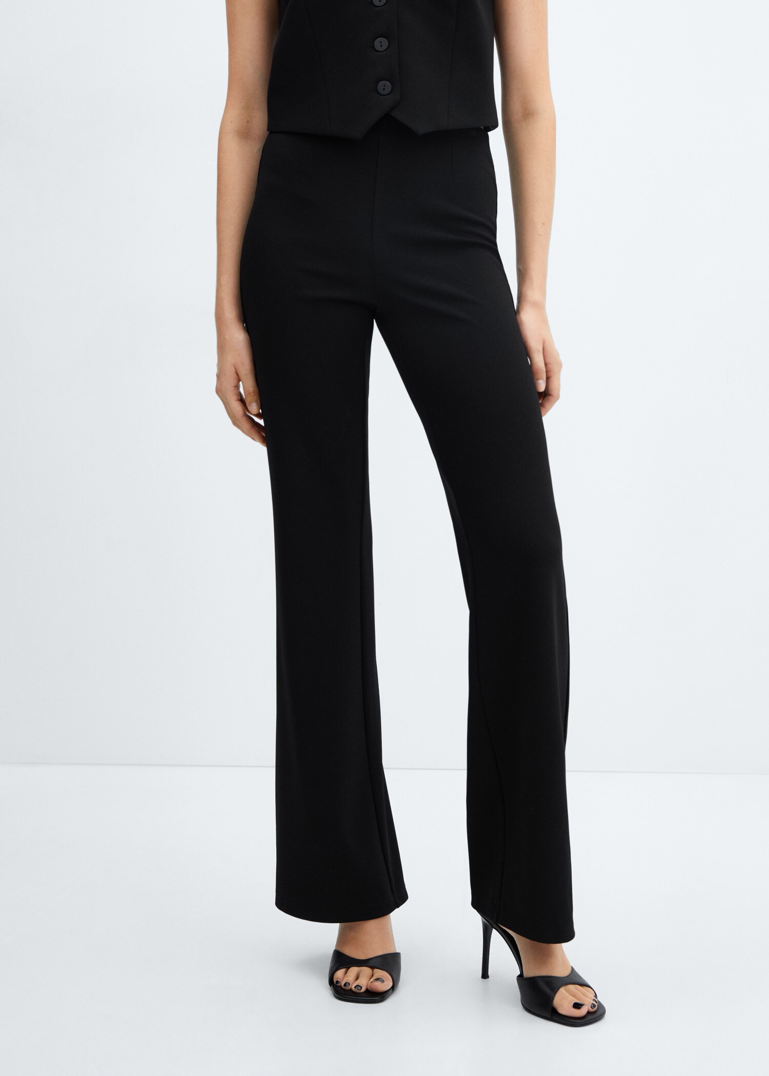 High-waist straight trousers - Medium plane