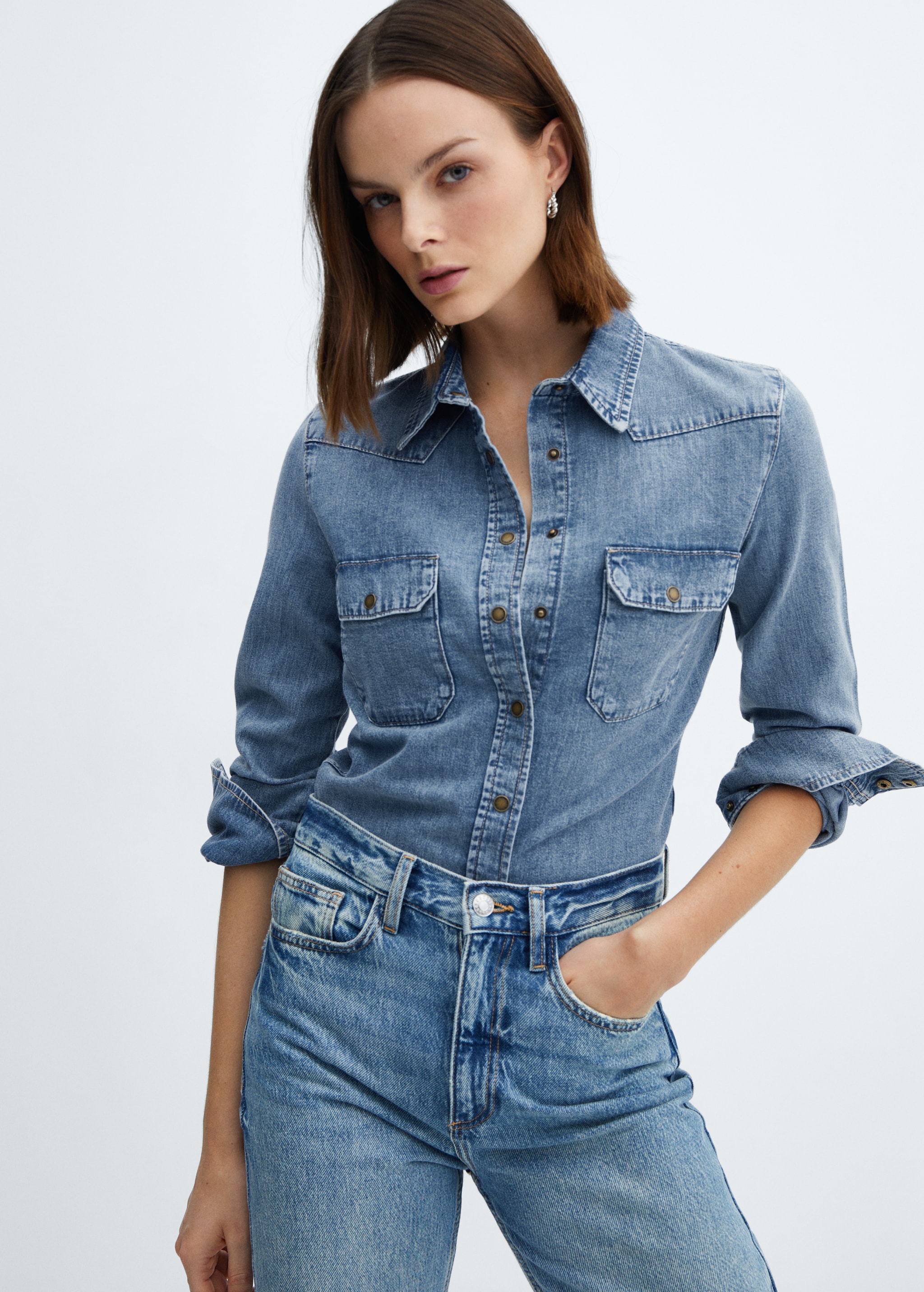 Chest-pocket denim shirt - Main Image