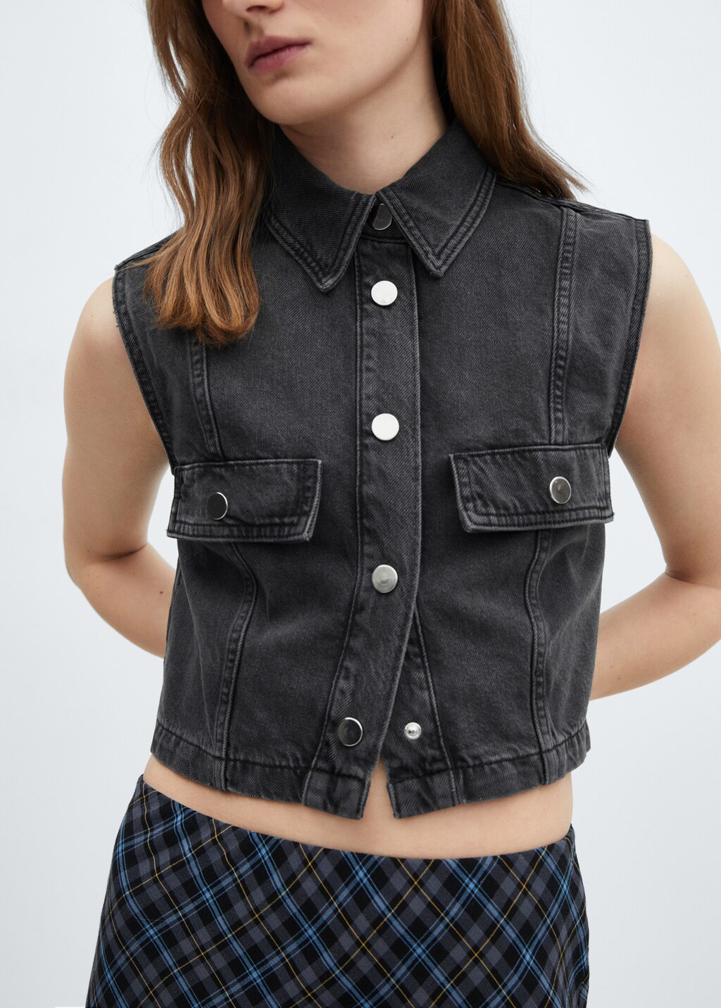 Chaleco denim crop
