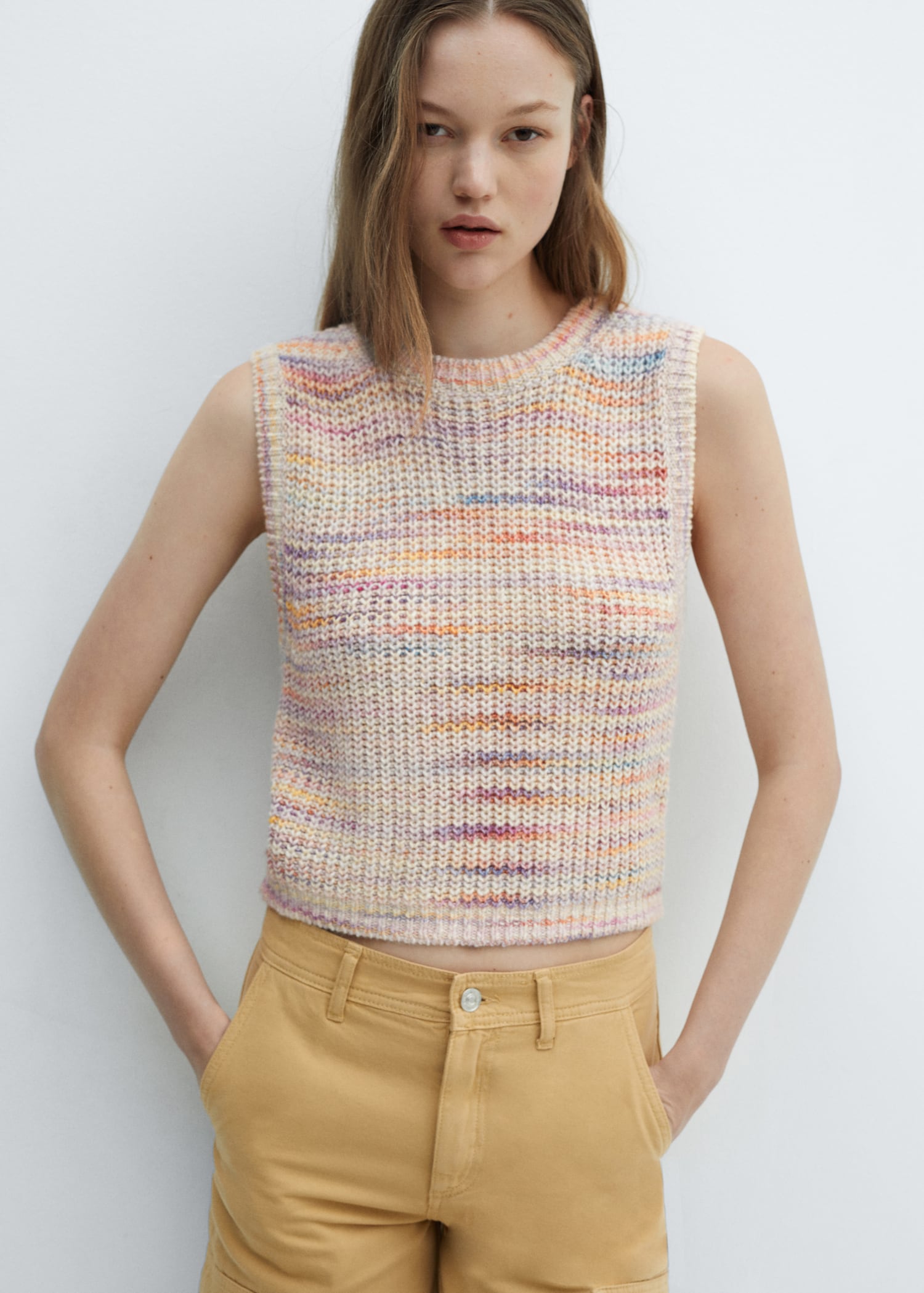 Multi-coloured knitted gilet - Main Image