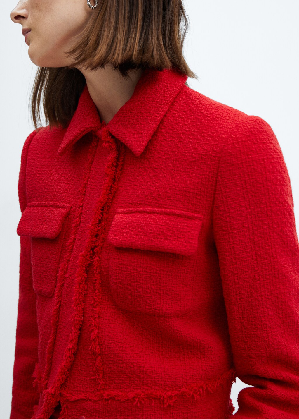 Crop tweed jacket - Women | MANGO Japan Crop tweed jacket - Women | MANGO Japan