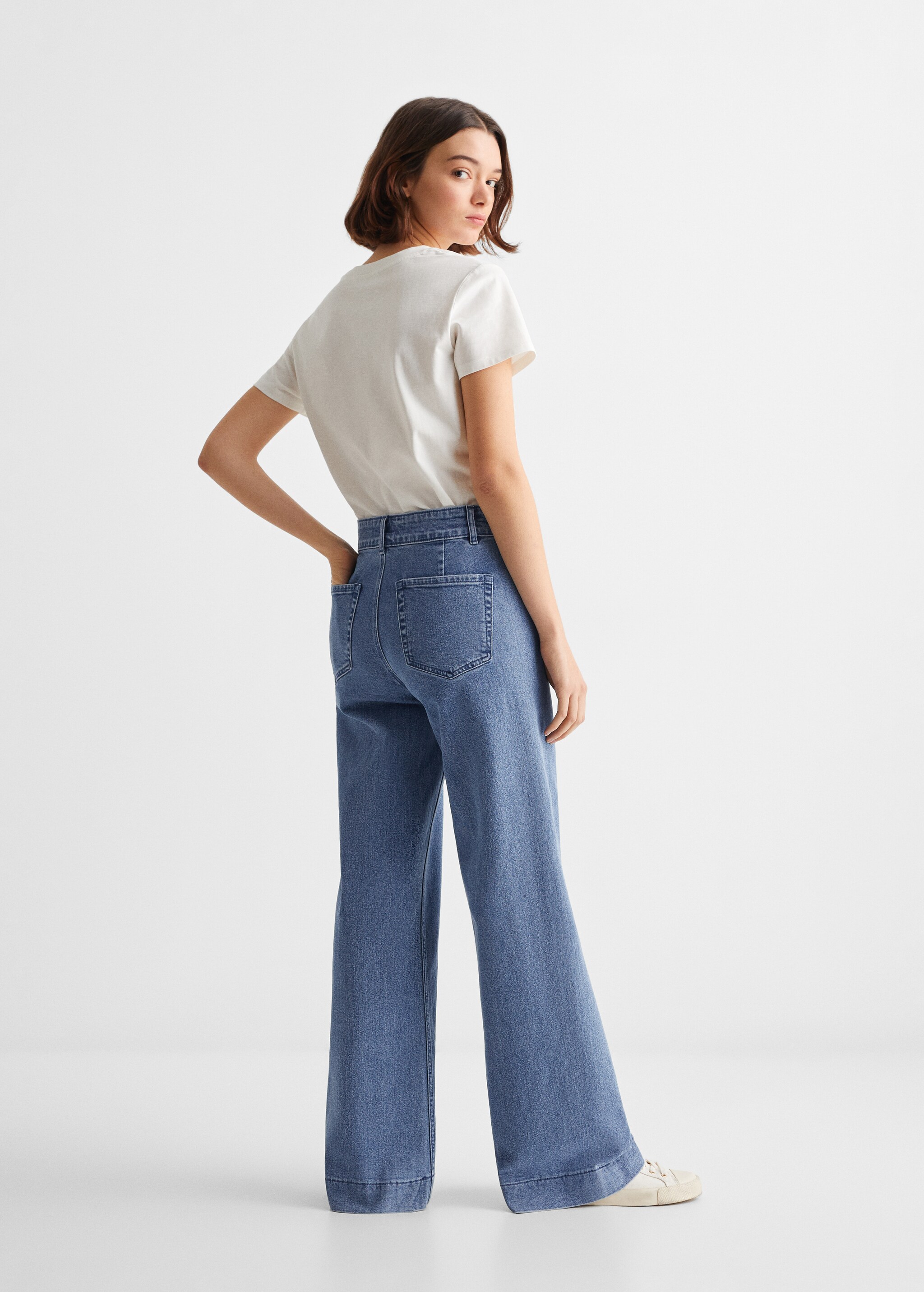 Jeans wideleg costuras decorativas - Reverso del artículo