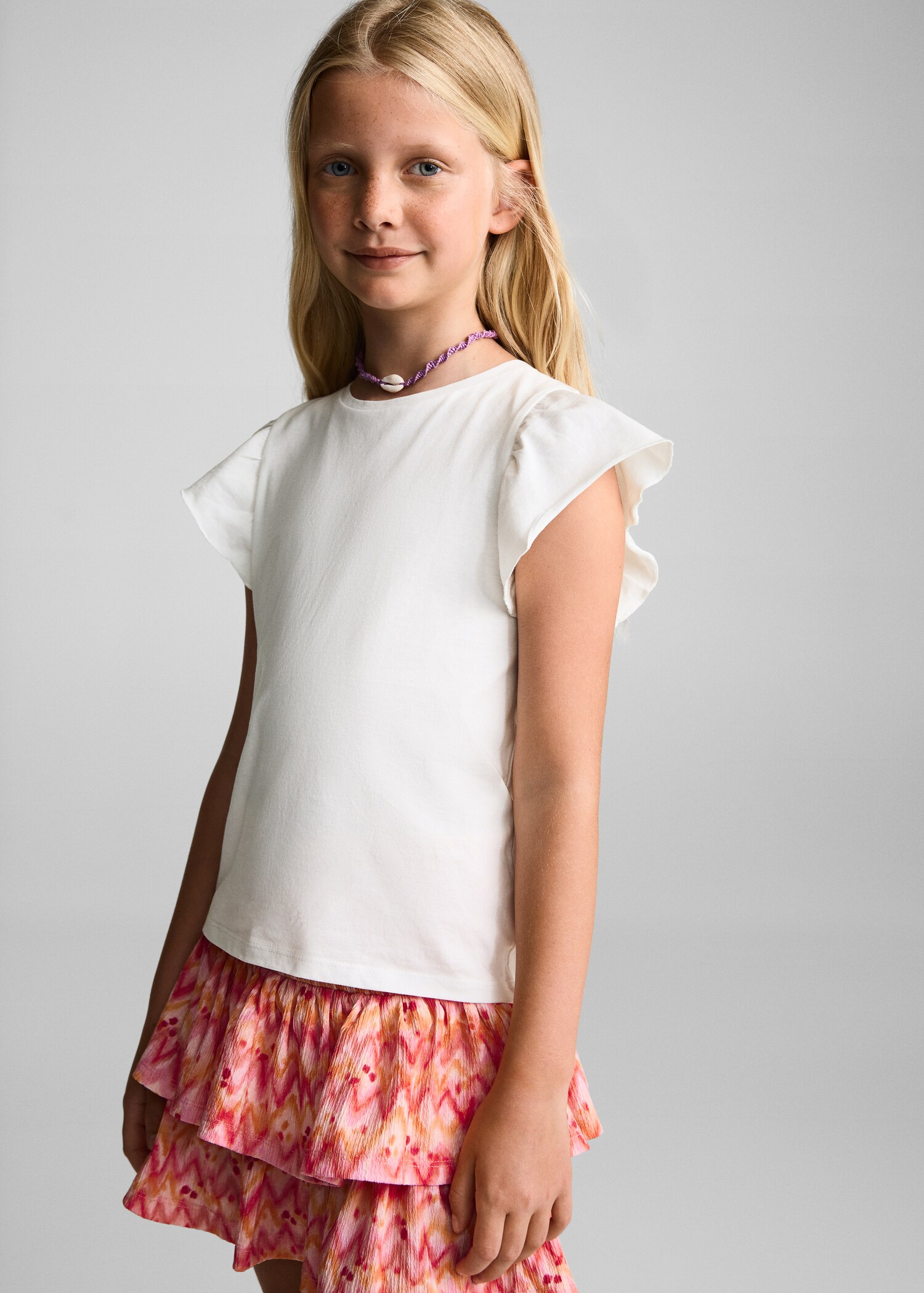 Short-sleeved ruffle t-shirt - Medium plane