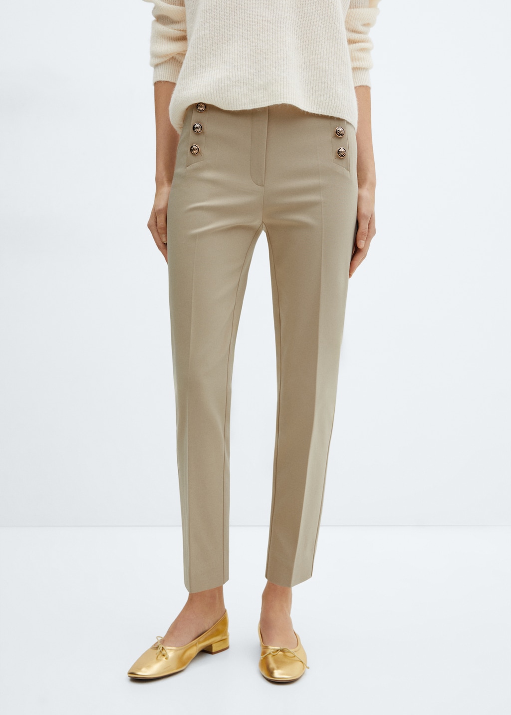 Mango Crop-Hose mit Knöpfen