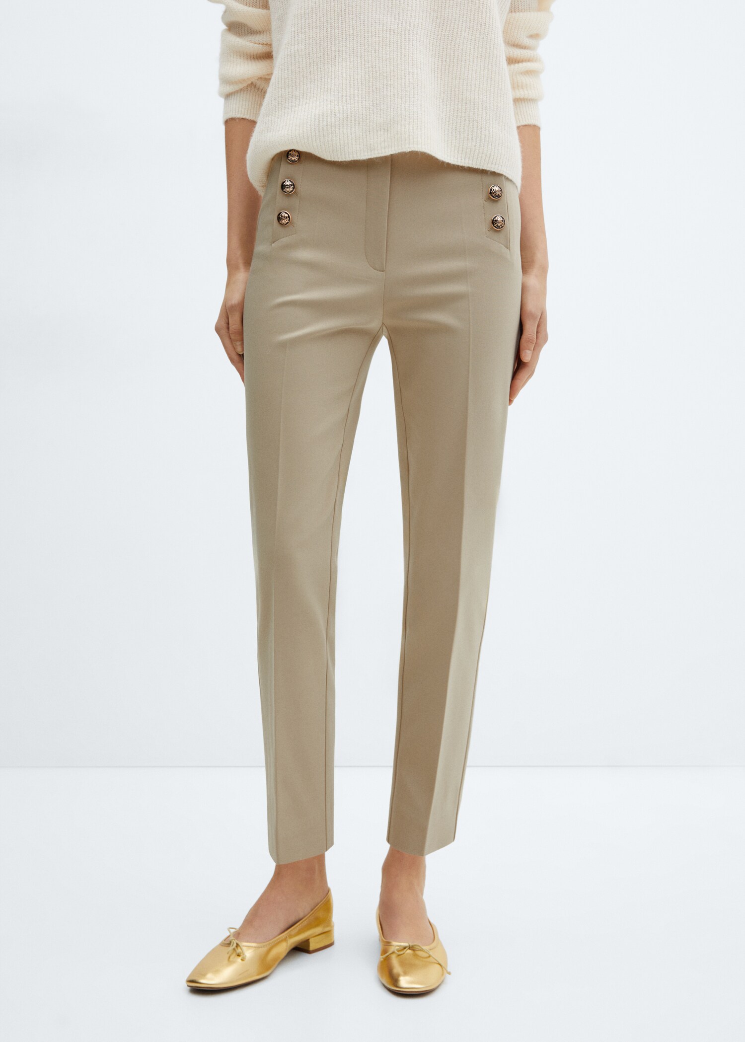Pantaloni crop bottoni - Piano medio