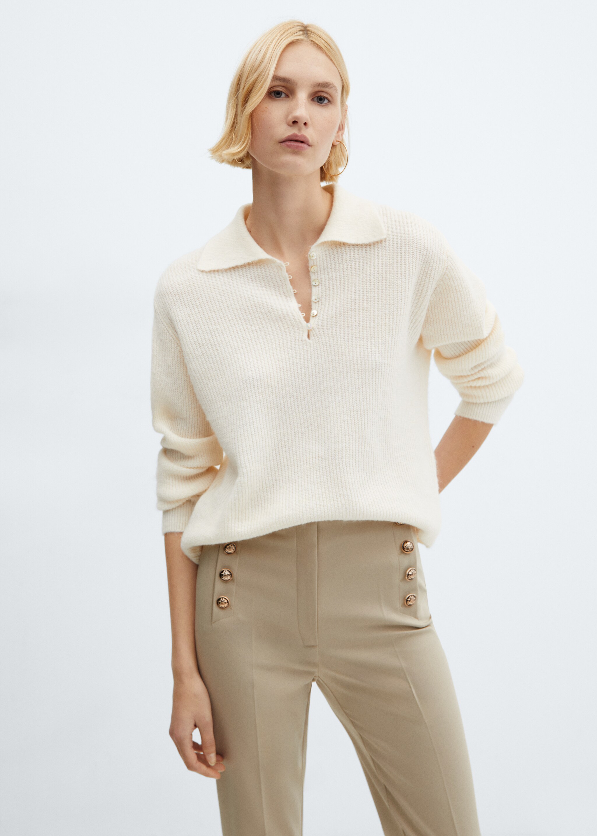 Cropped button trousers - Details of the article 1