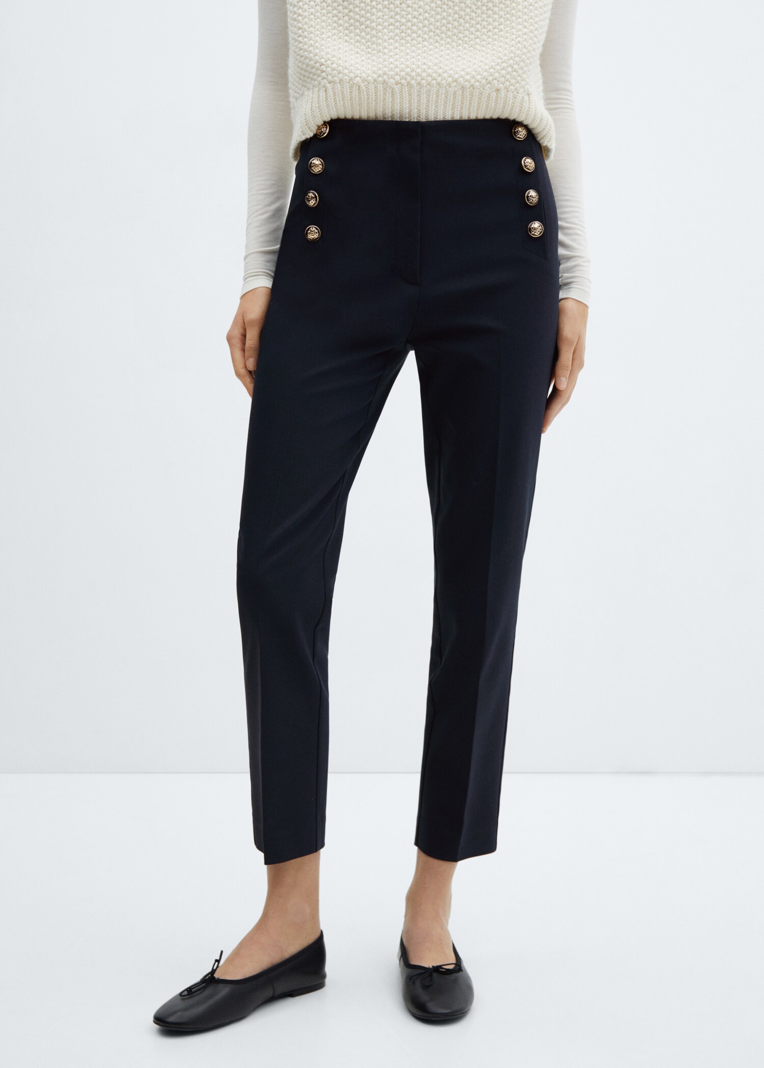 Pantaloni crop bottoni - Piano medio