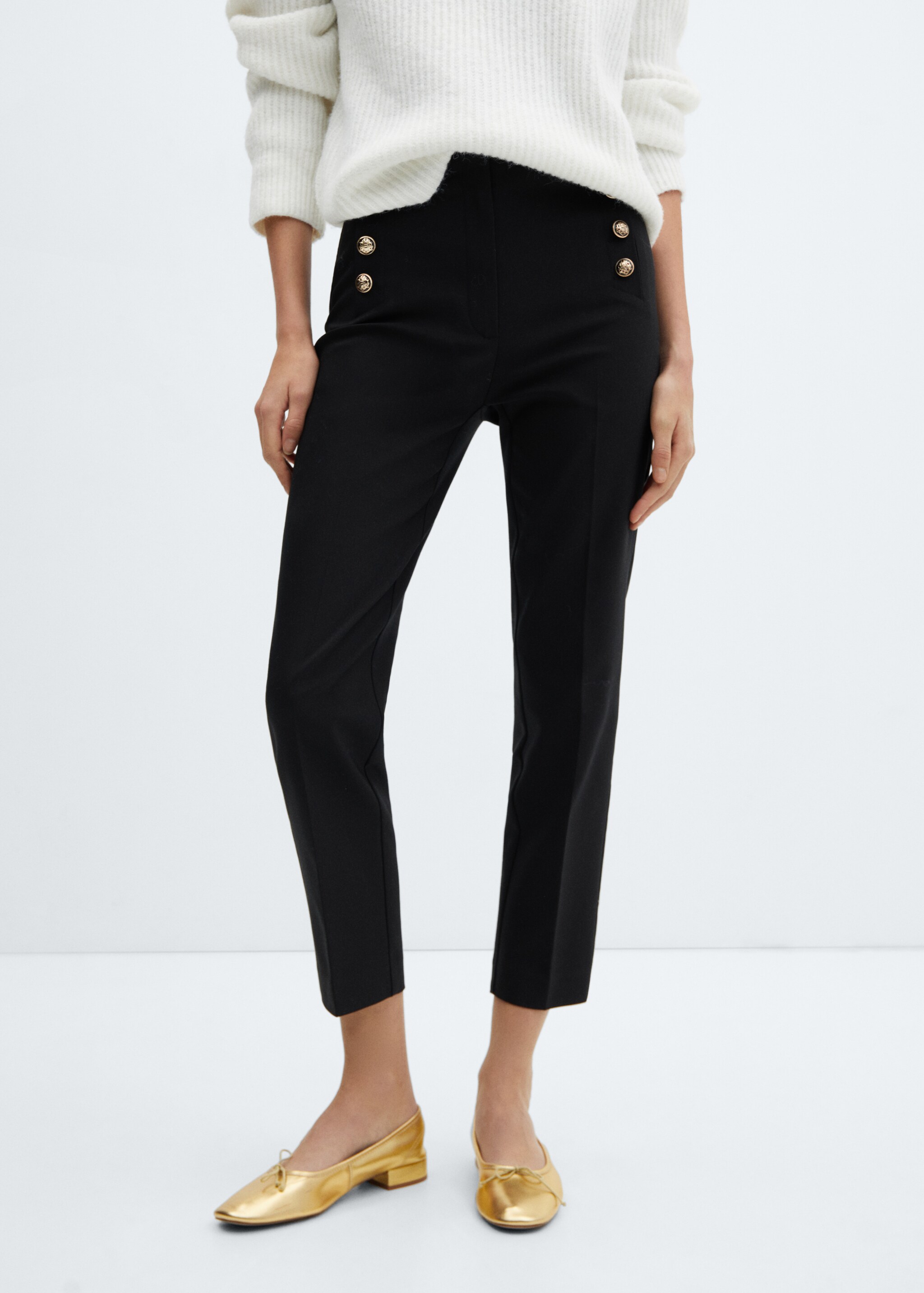 Cropped button trousers - Medium plane