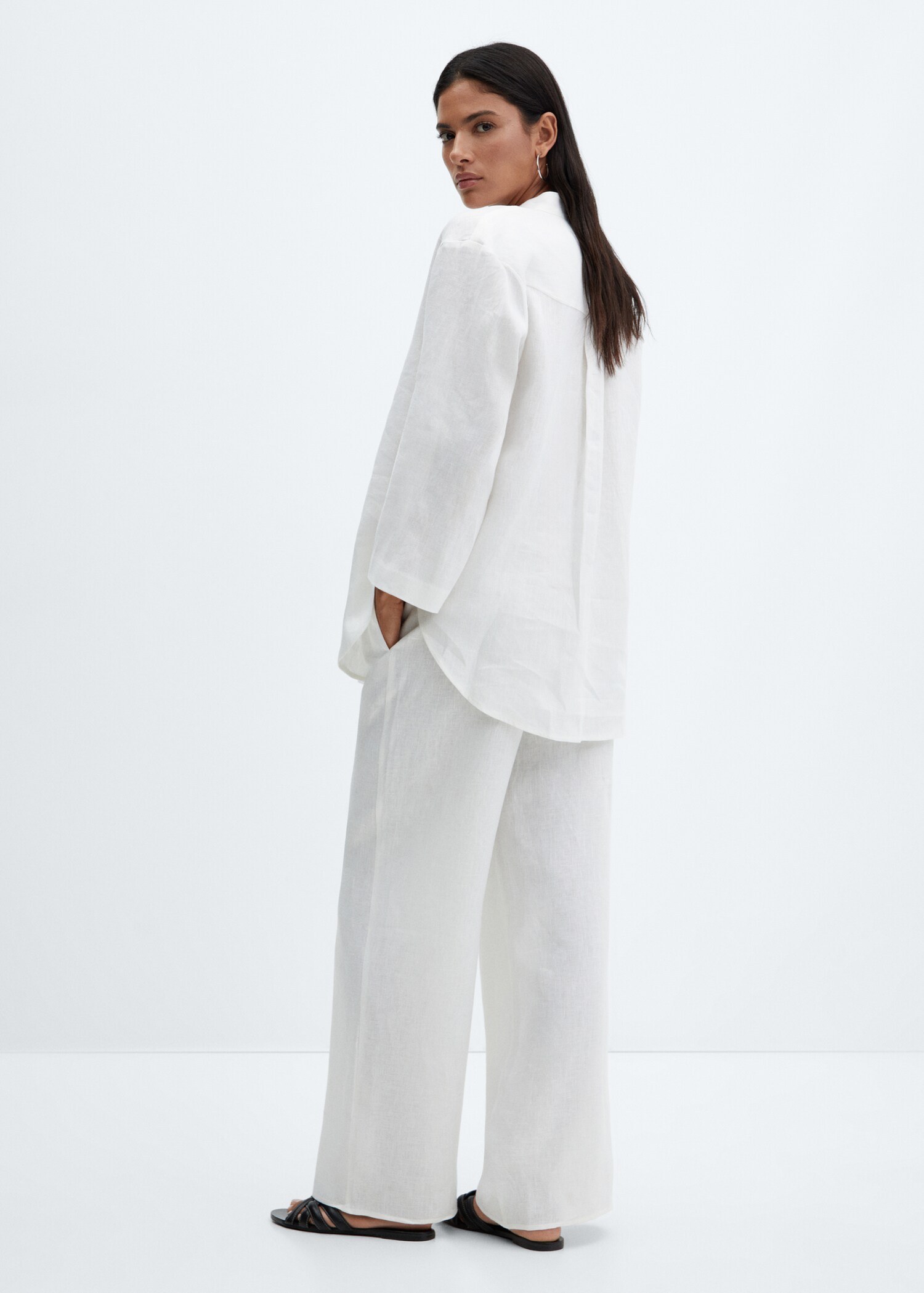 Pantalón lino cintura elástica - Reverso del artículo