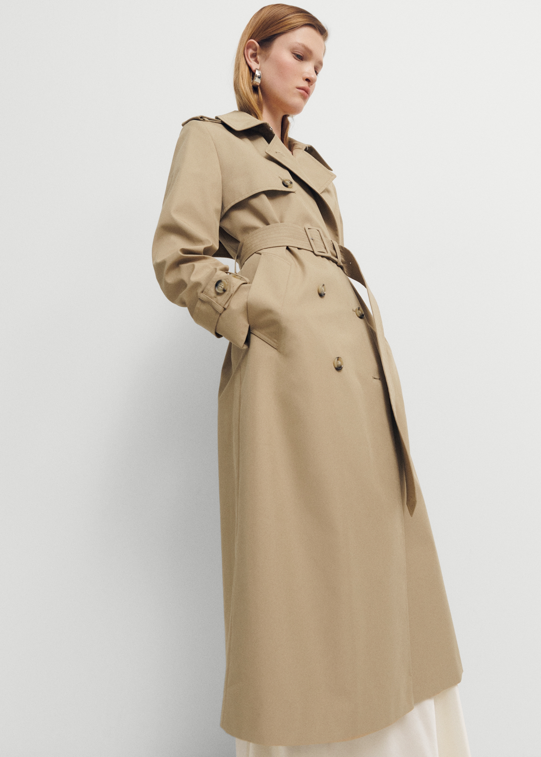 Double-breasted cotton trench coat - Medium plane