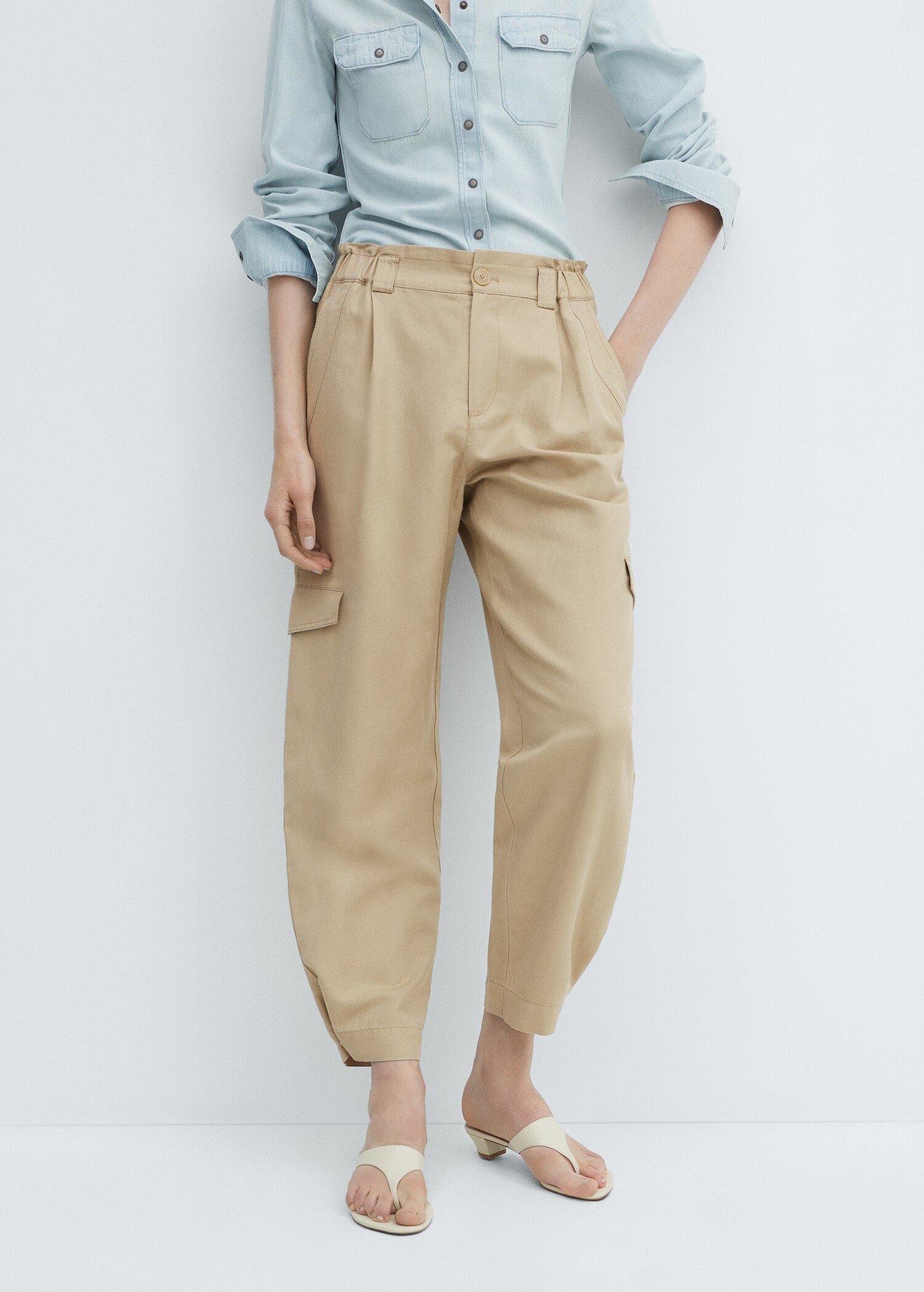 Pantalon cargo lin - Plan moyen
