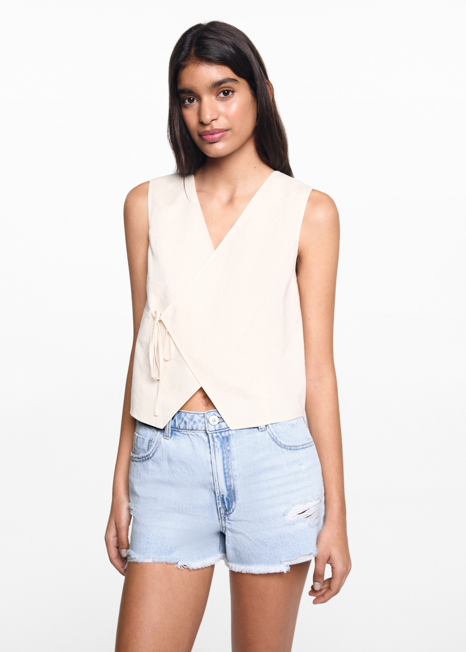 Double-breasted cotton gilet - Medium plane