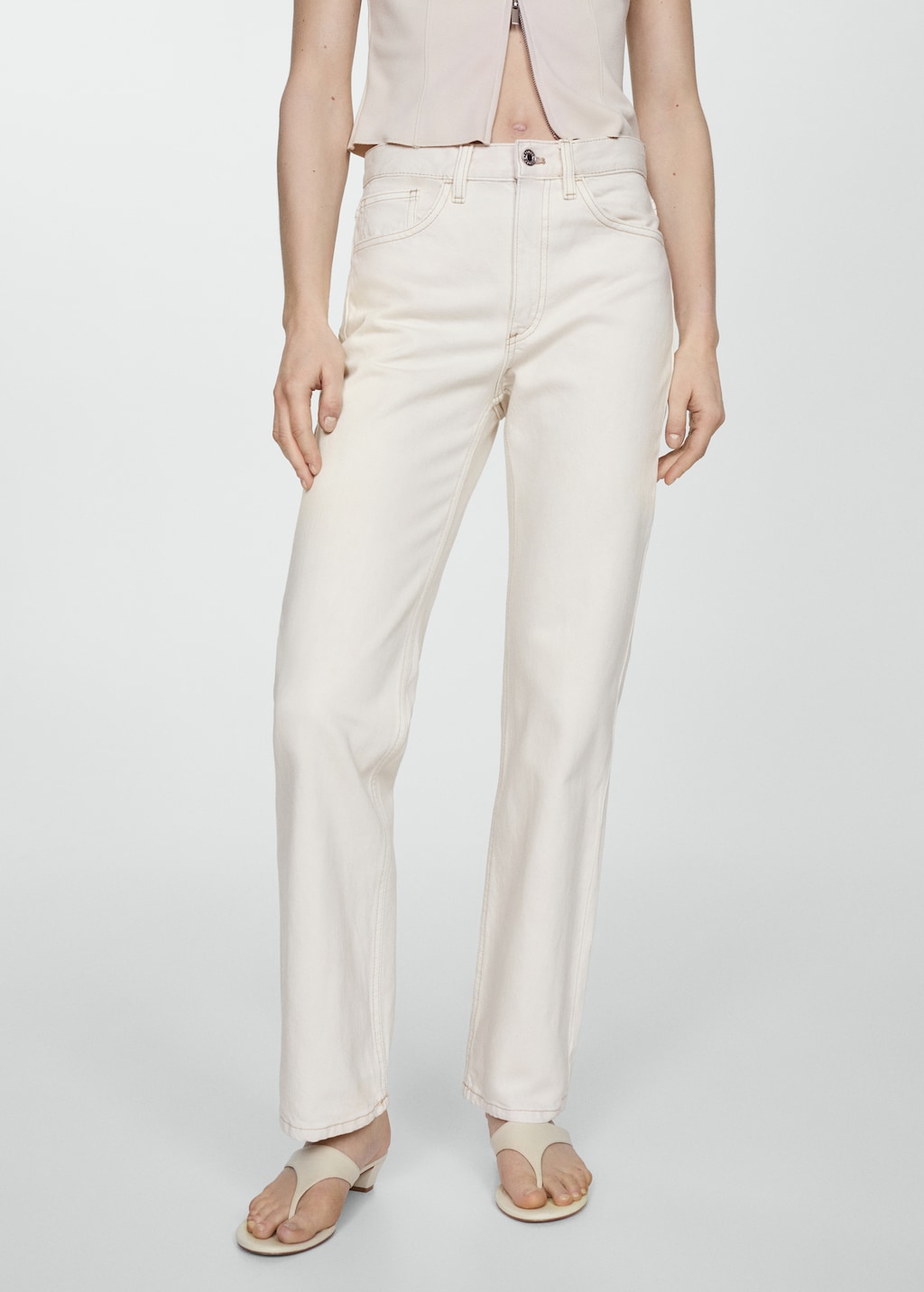 Mid-rise straight jeans