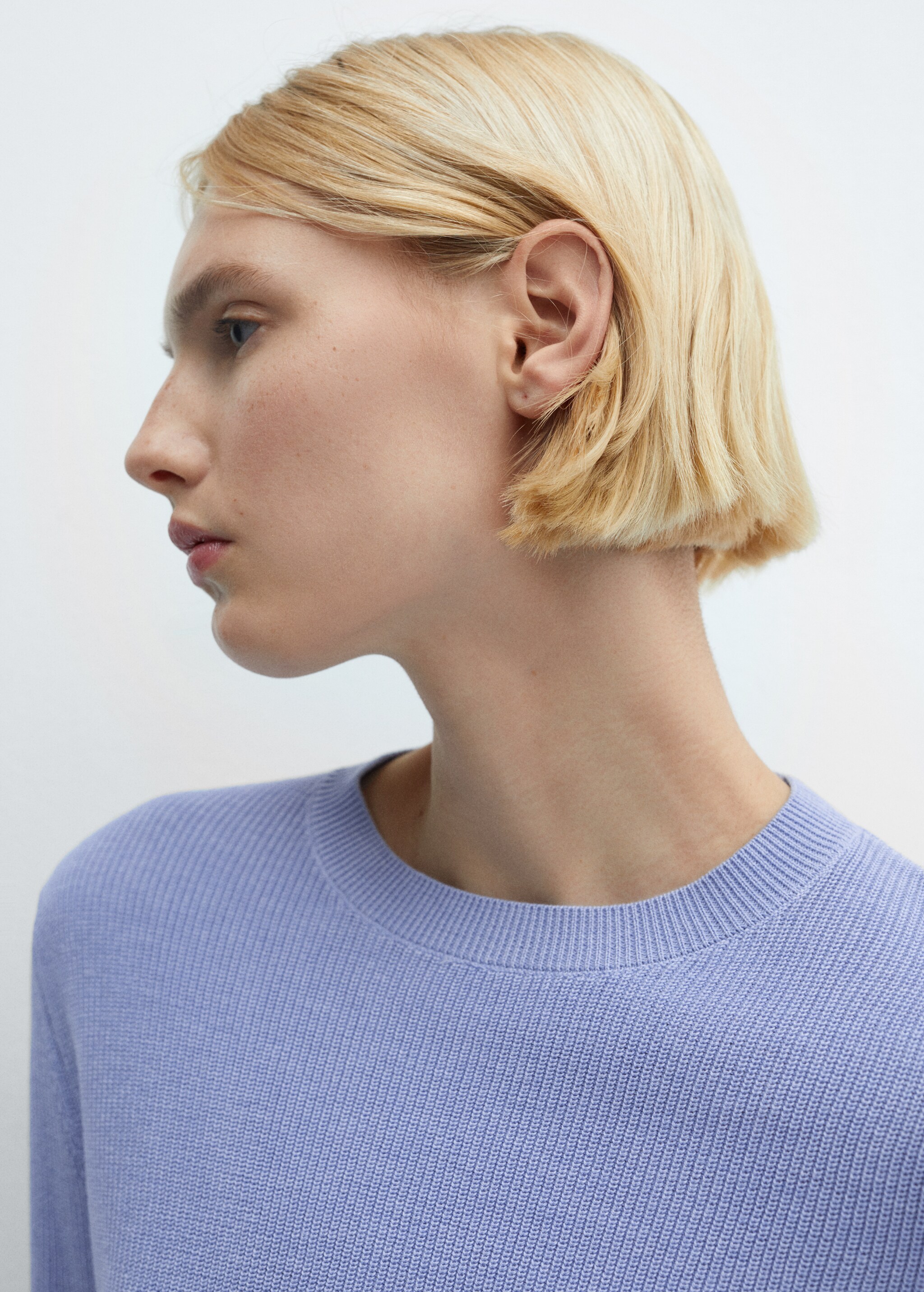 Cotton-linen round-neck knitted sweater - Details of the article 1