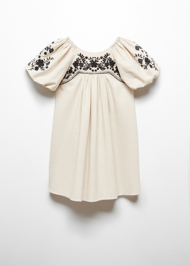 Floral print embroidery dress with pockets