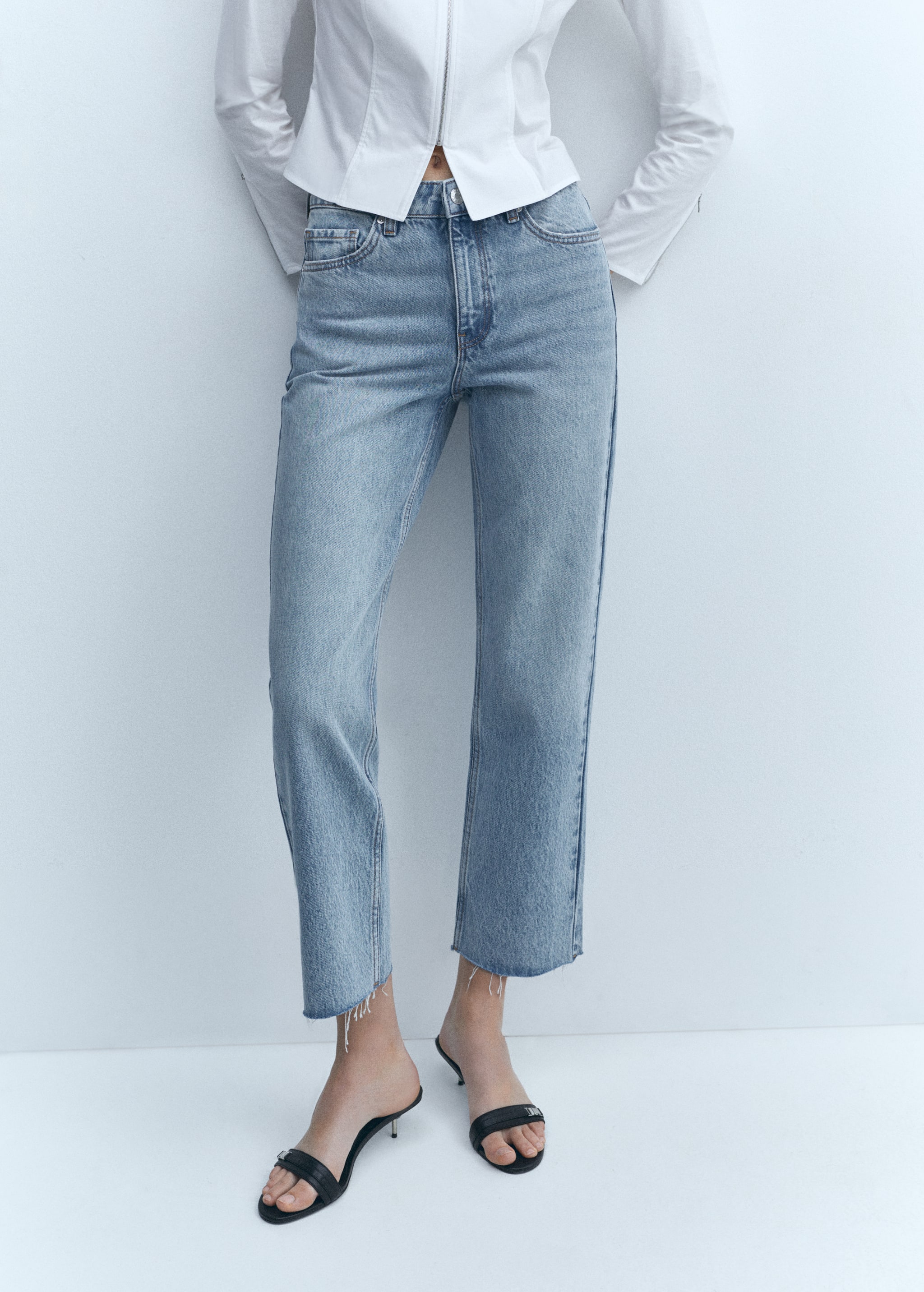 Straight-fit cropped jeans - Medium plane