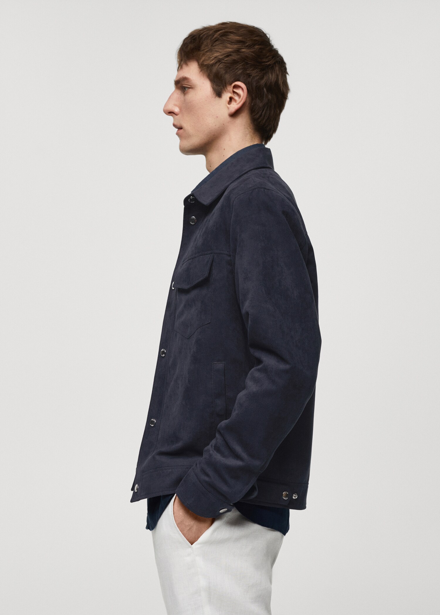 Suede-effect jacket with pockets - Man | MANGO USA