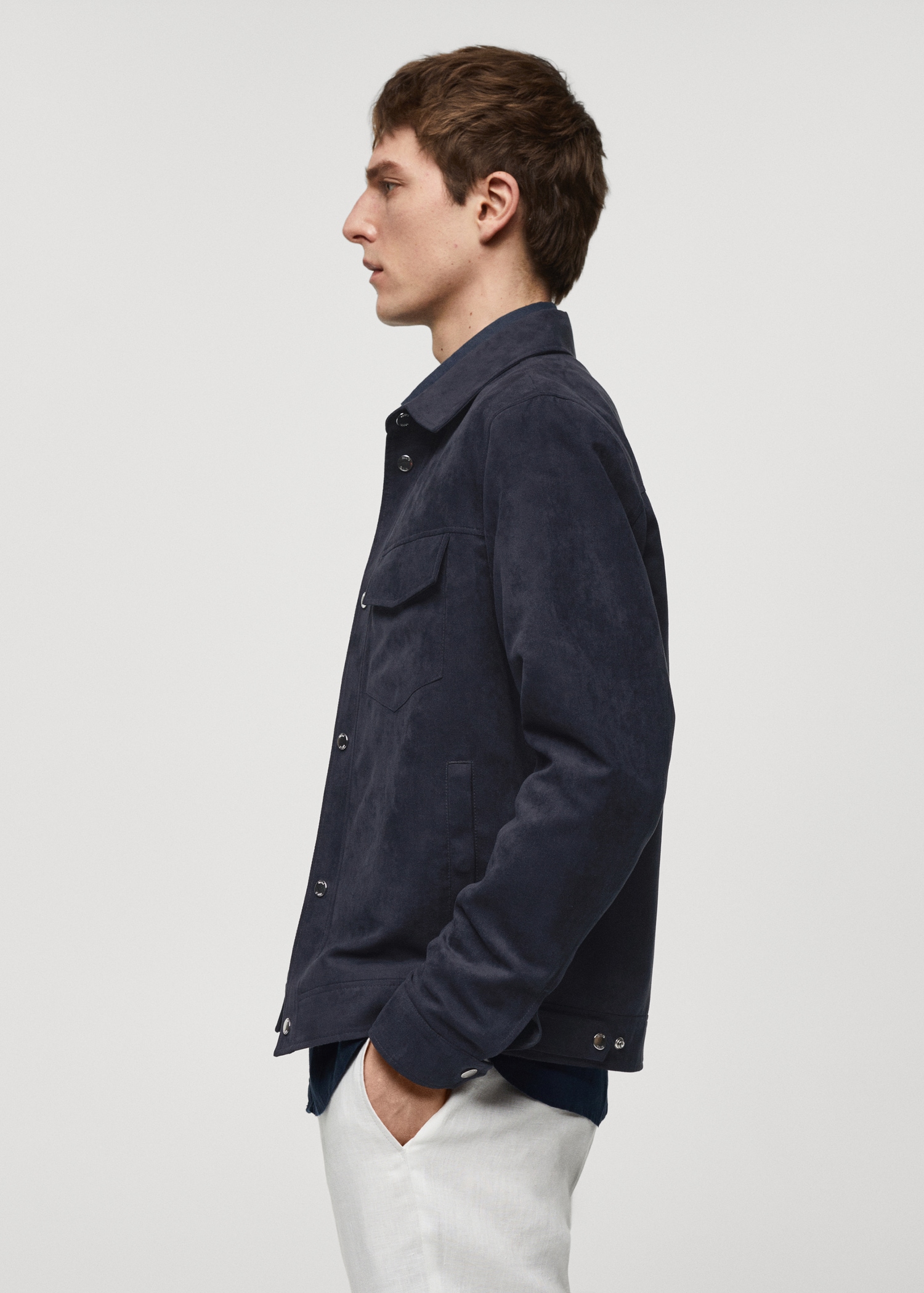Suede-effect jacket with pockets Men MANGO Pakistan