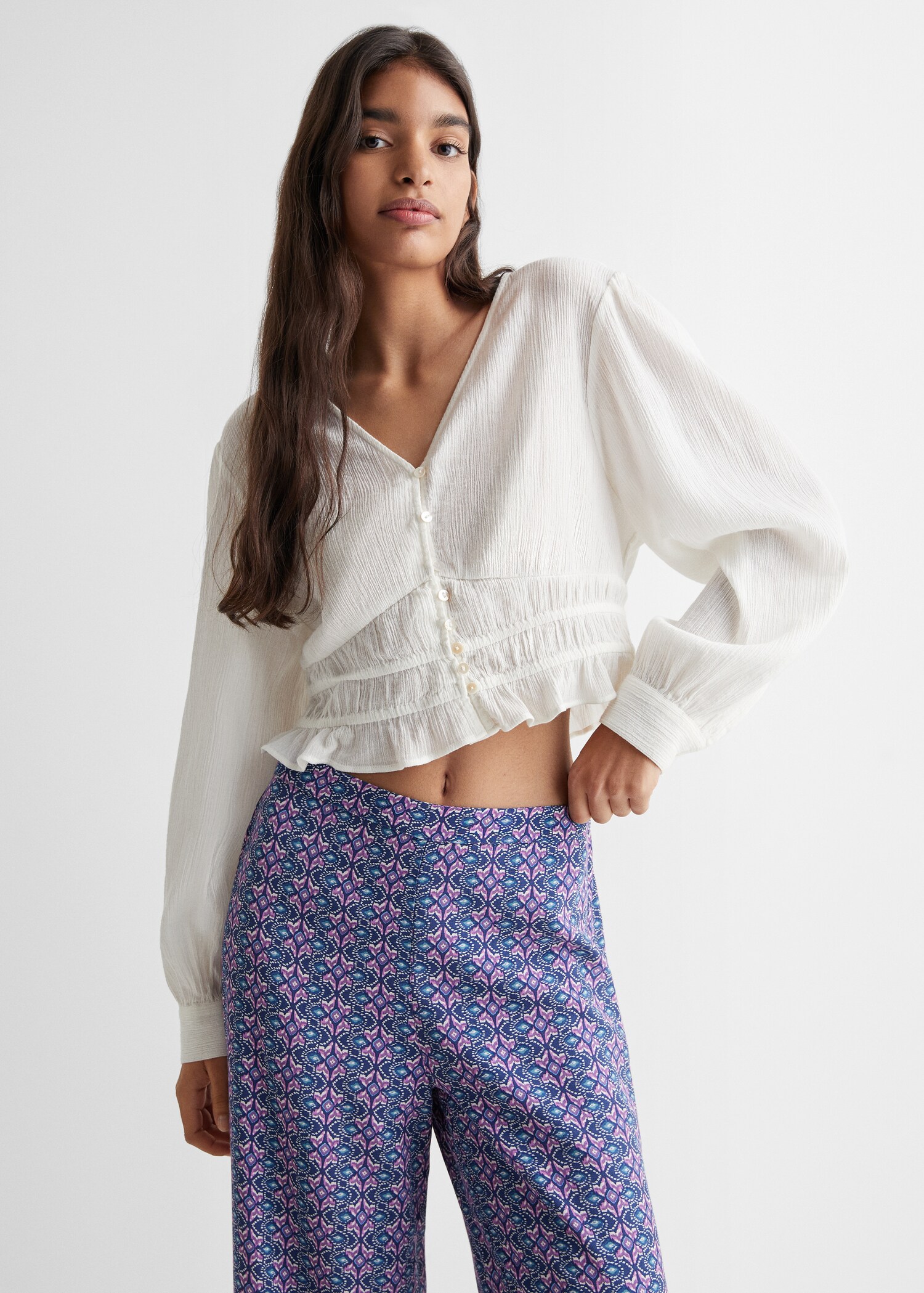 Pantalón recto estampado - Plano medio