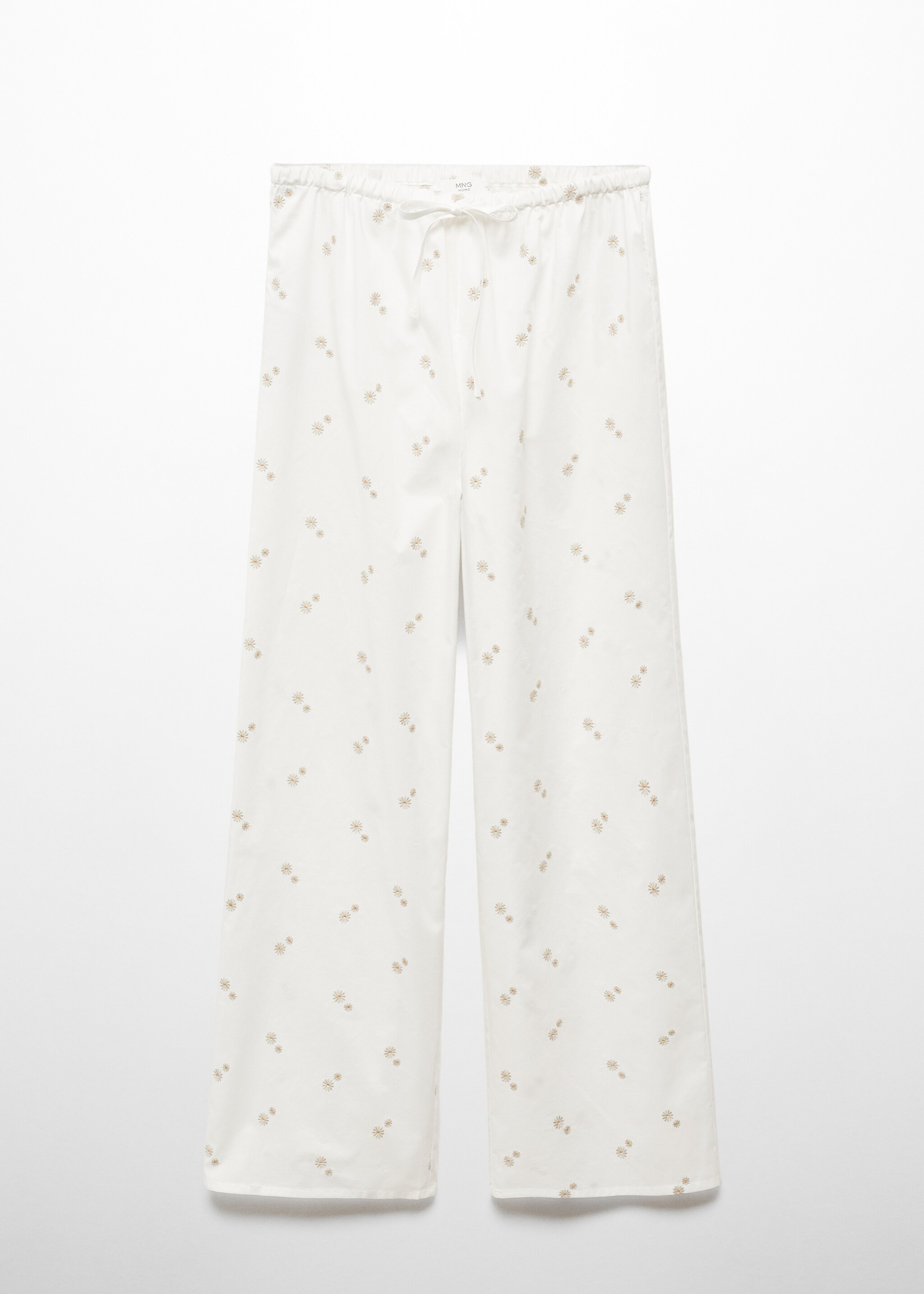 Spodnie piżamowe z bawełny z kwiatowym haftem - Artykuł bez modela/modelki