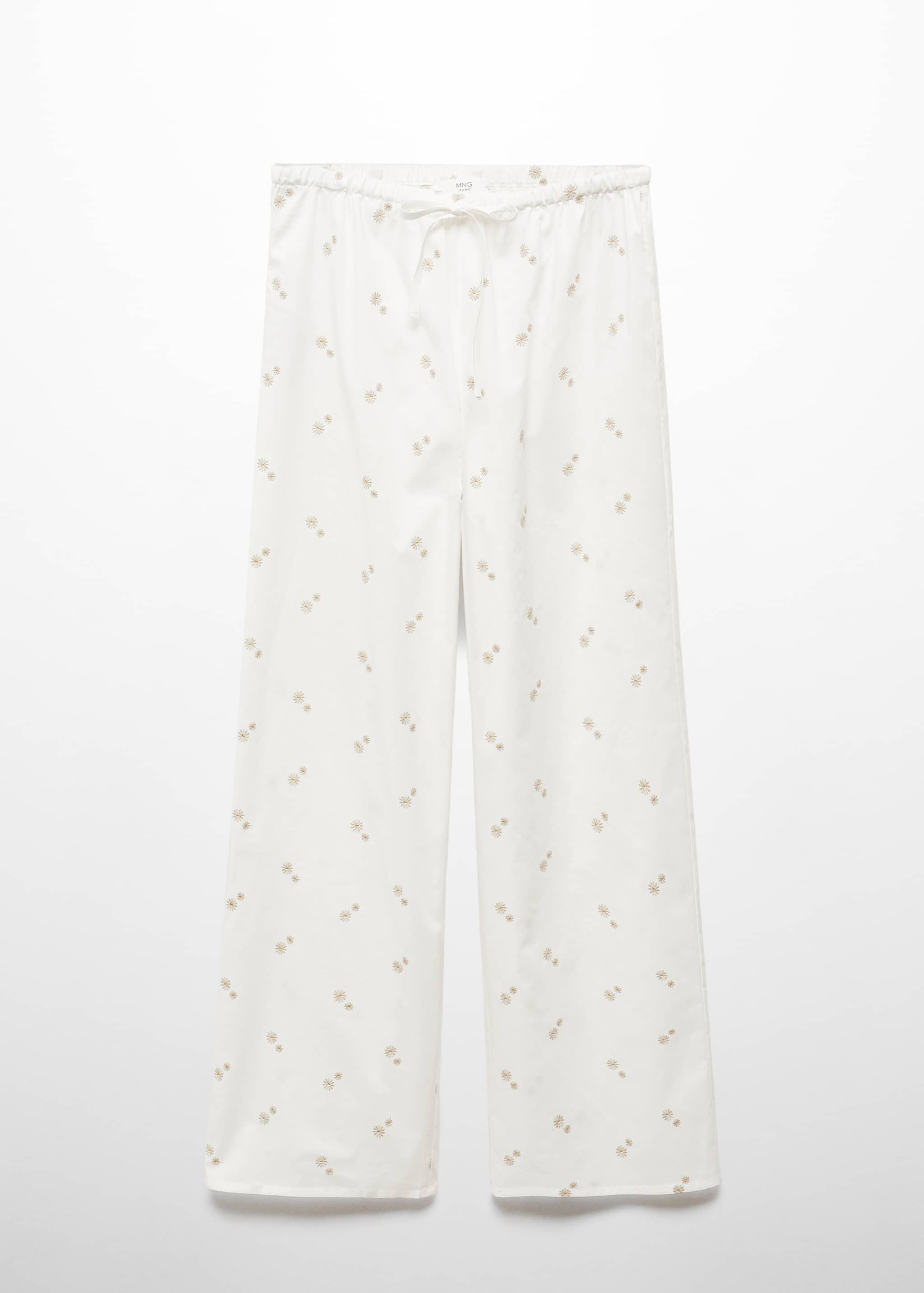 Пижамные брюки из хлопка с цветочной вышивкой - Изделие без модели