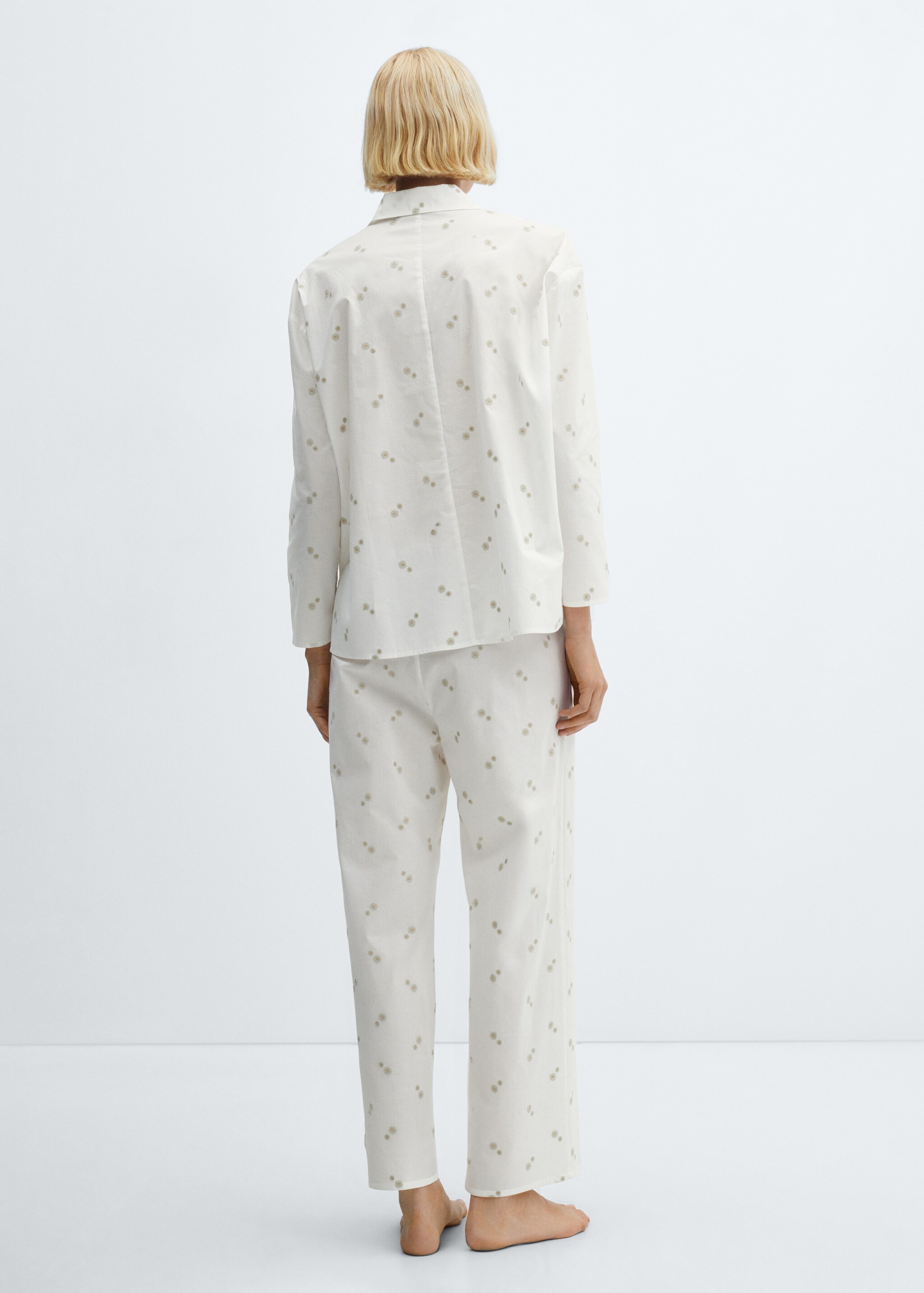 Pantalon pyjama coton broderie florale - Verso de l’article