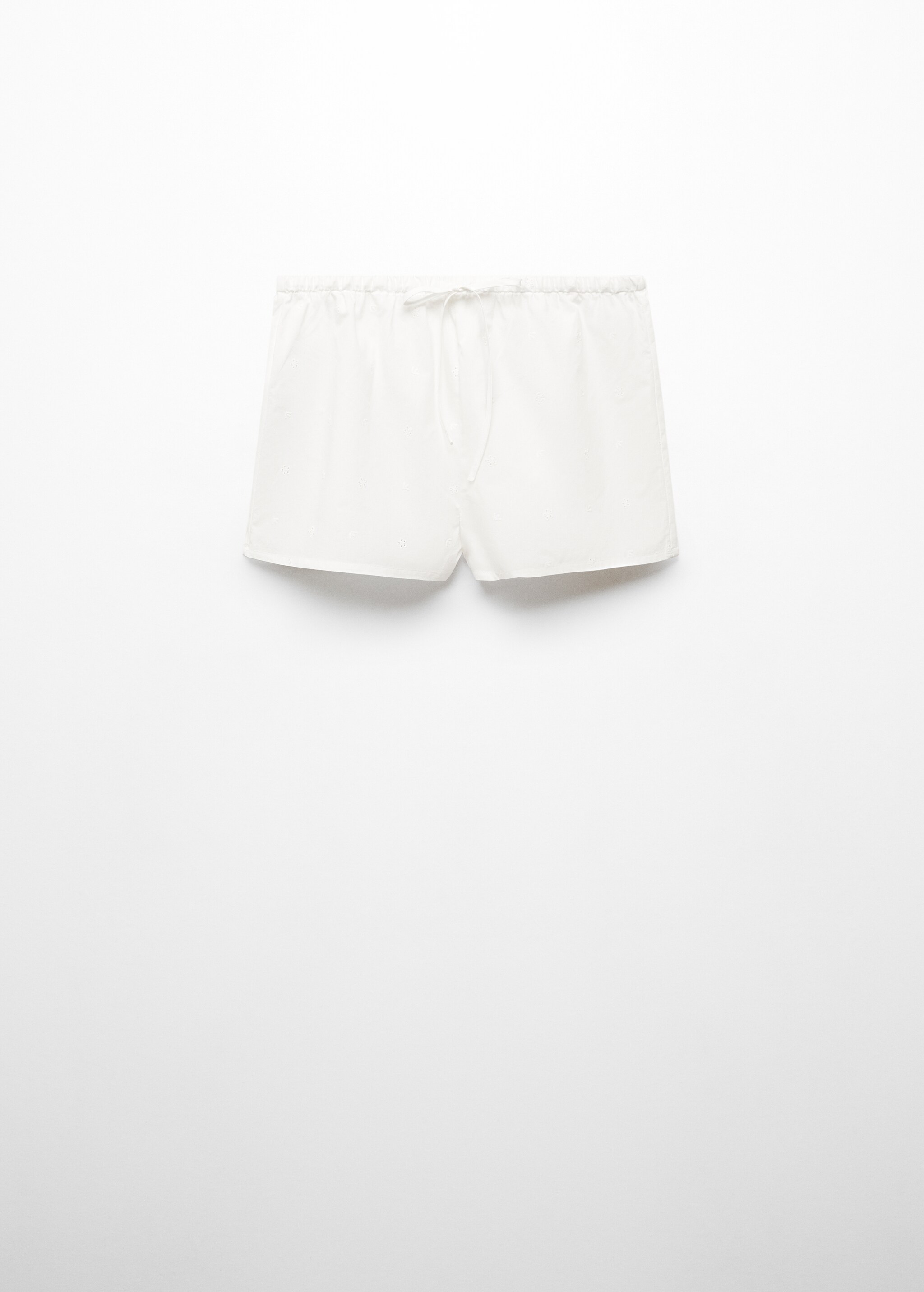 Cotton pajama shorts with openwork details - Article without model