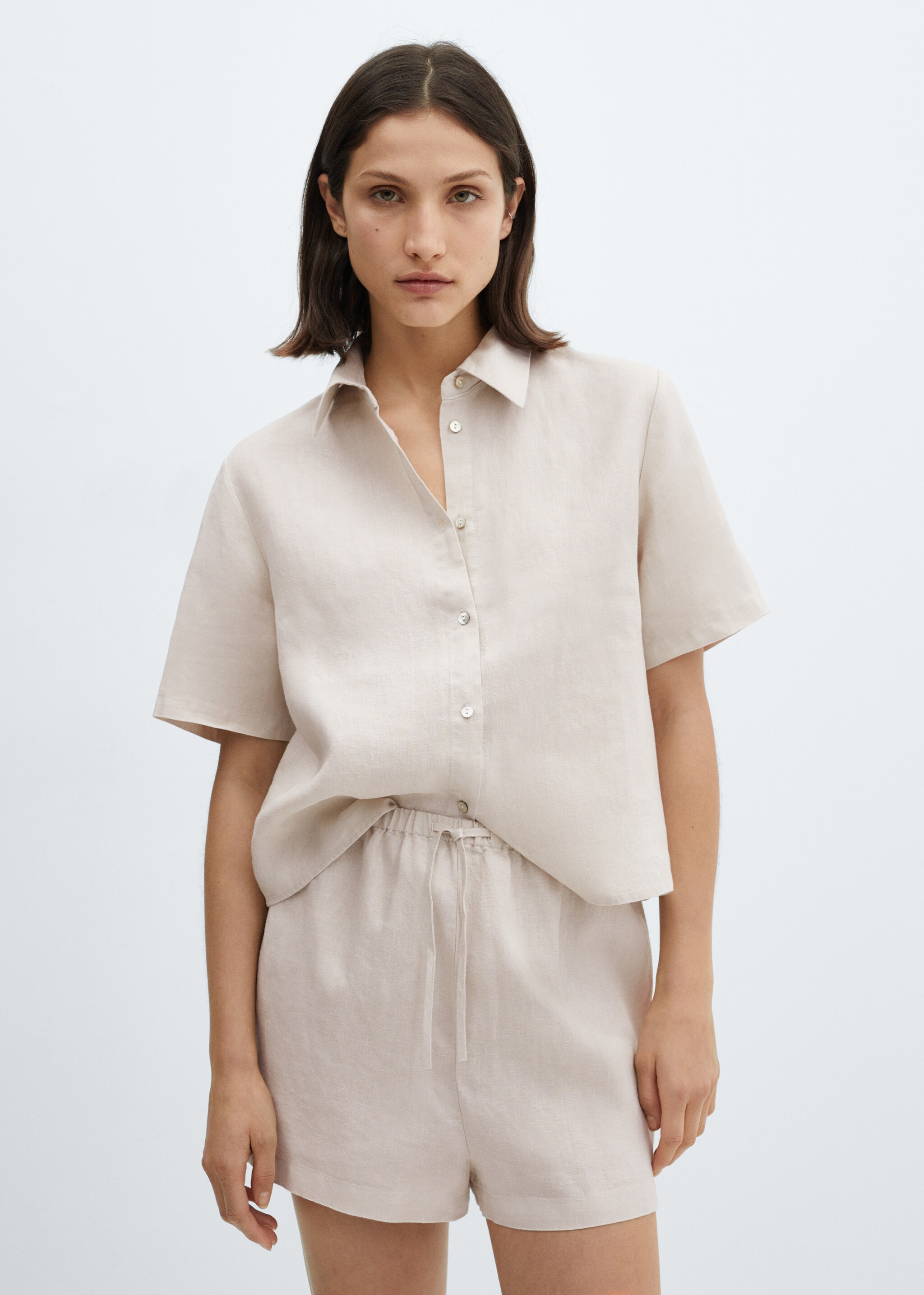Linen pyjama shorts - Medium plane