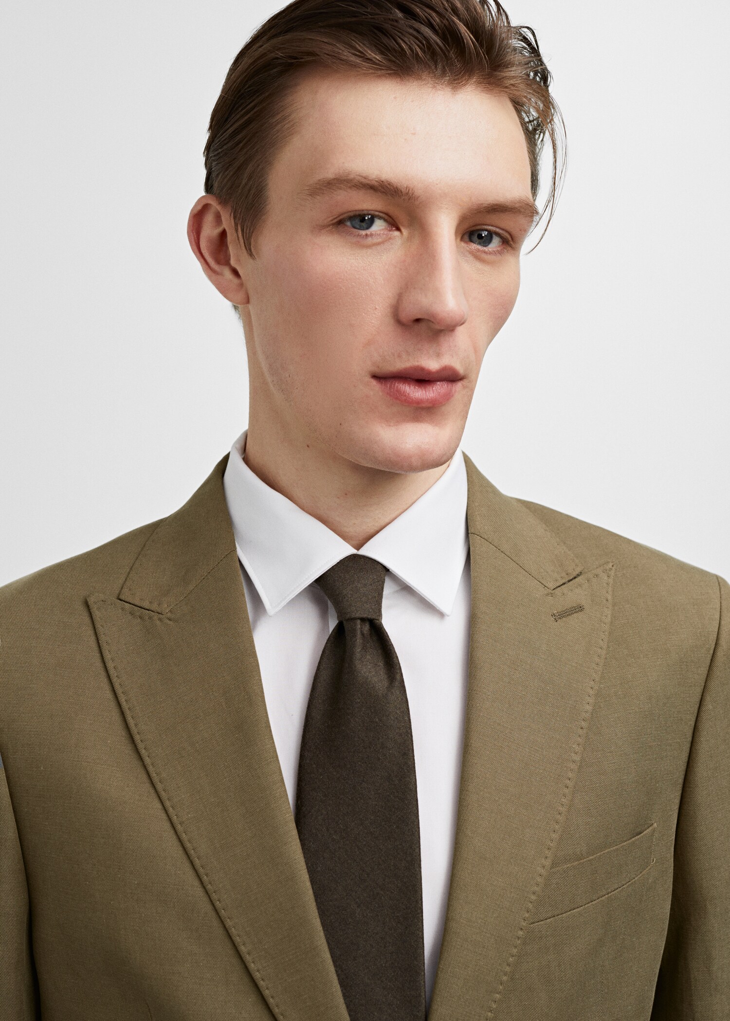 Slim fit linen and cotton suit jacket - Details of the article 1