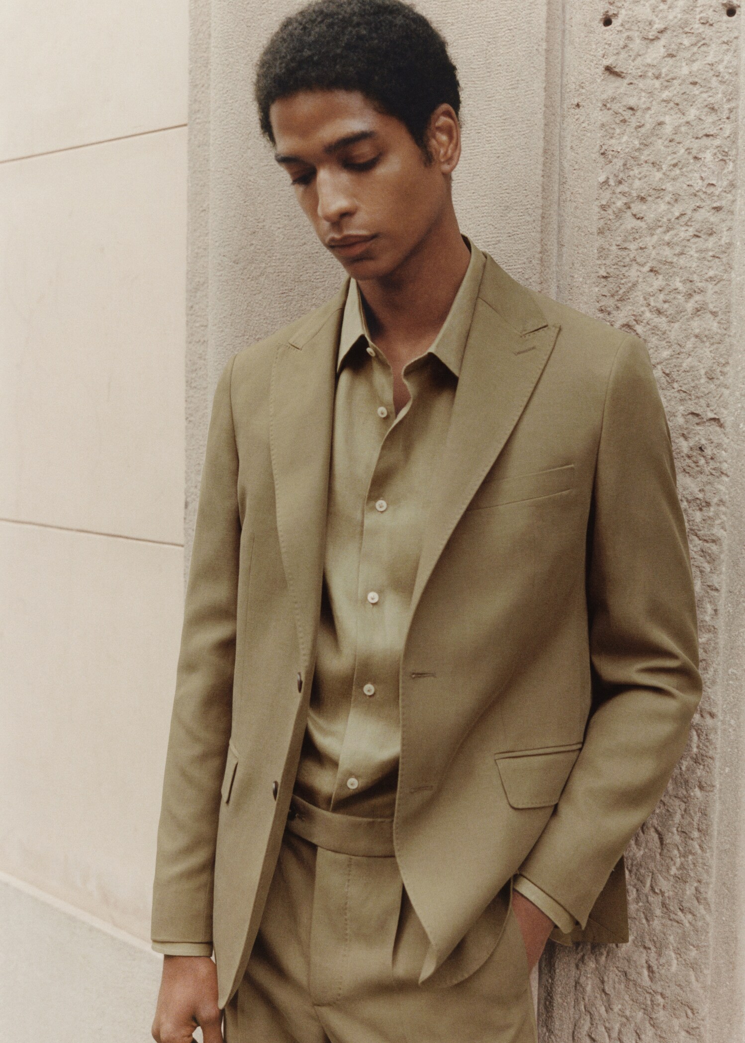 Slim fit linen and cotton suit jacket - Details of the article 5