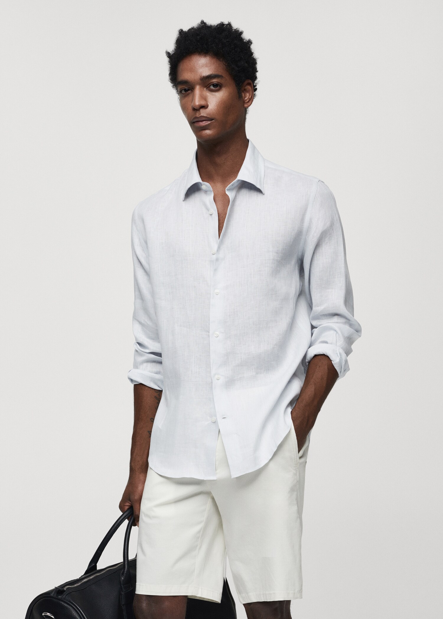 Camisa regular fit 100% lino - Plano medio