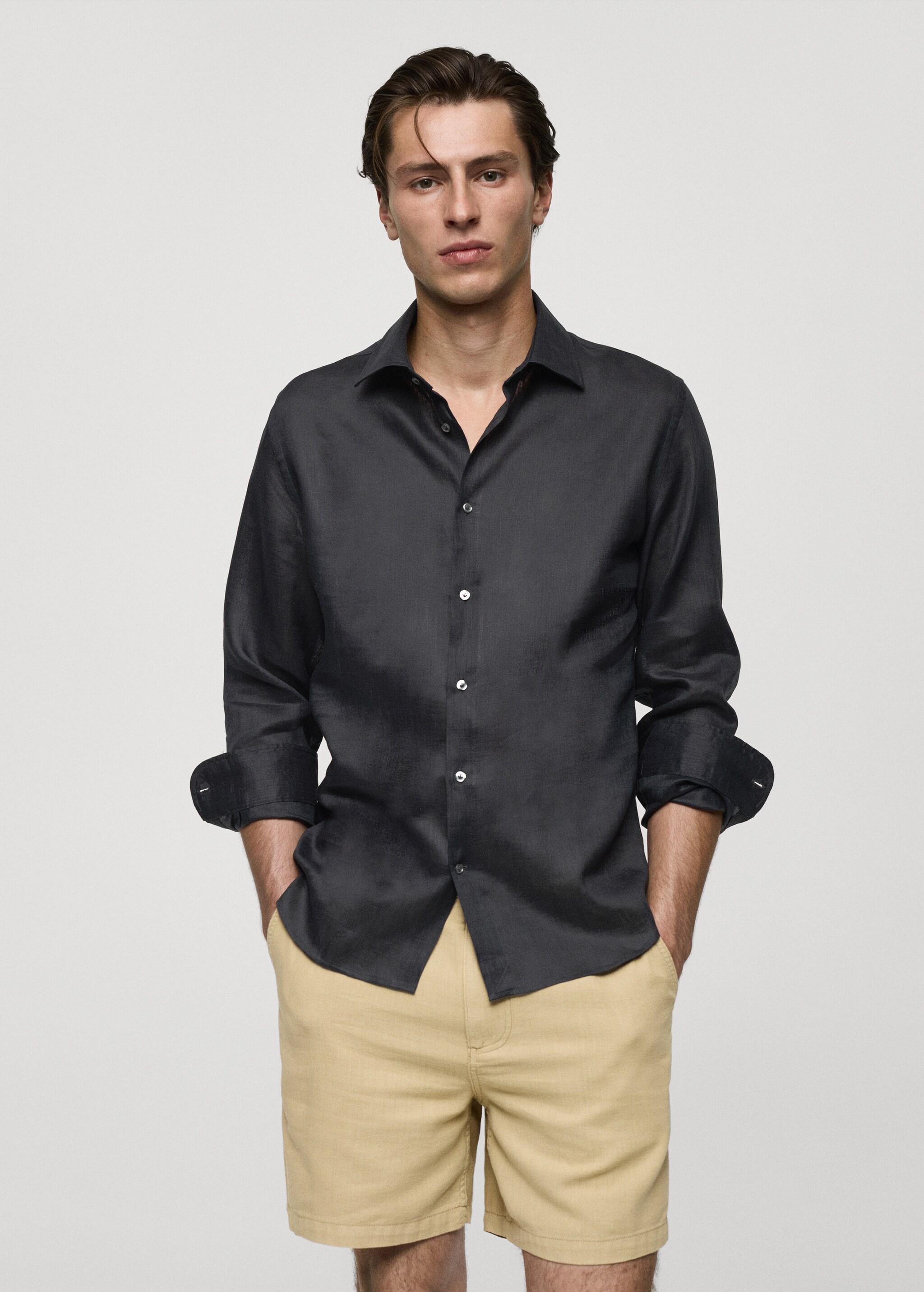 100% linen regular-fit shirt - Medium plane