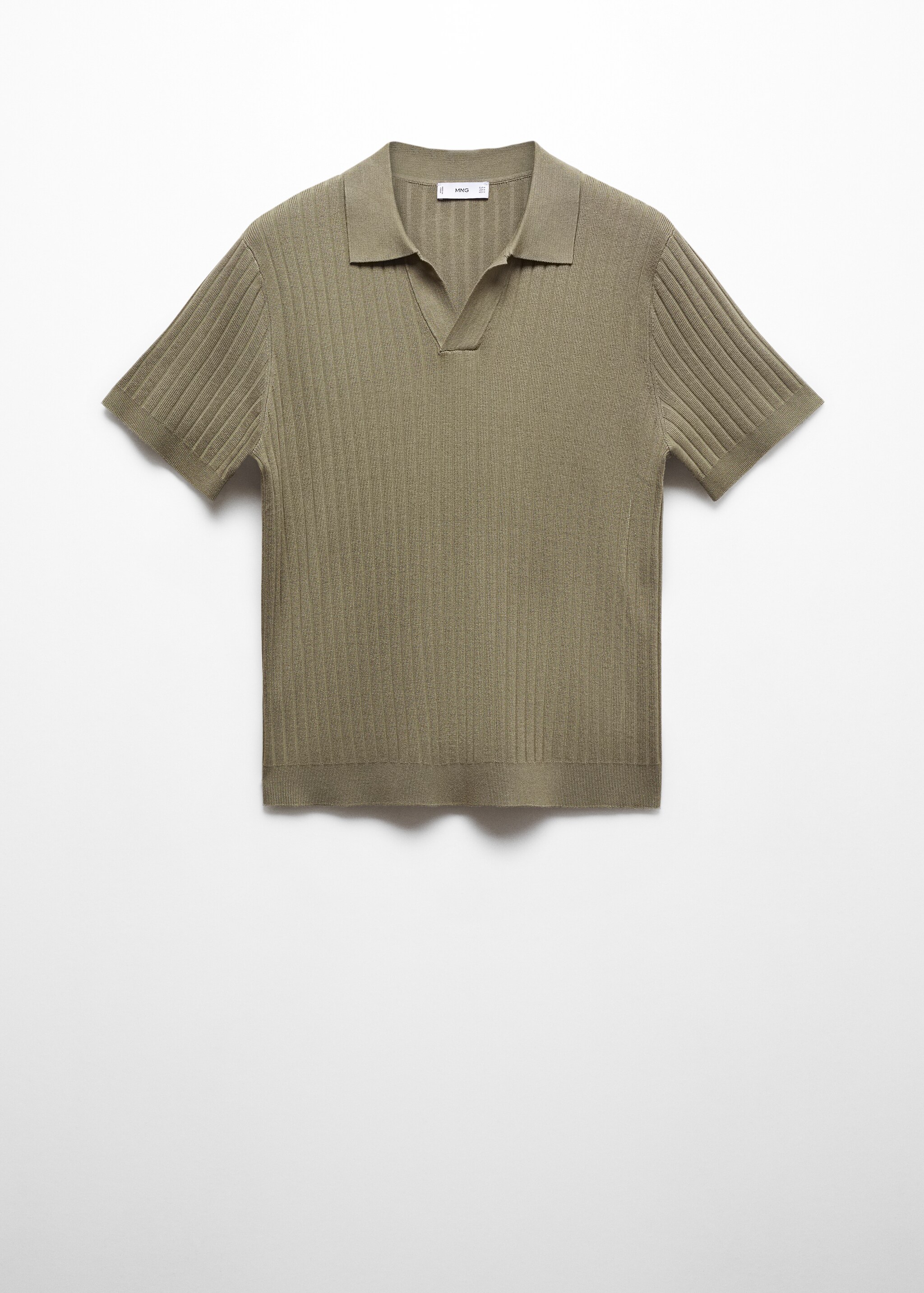 Short-sleeved ribbed knit polo shirt - Article without model